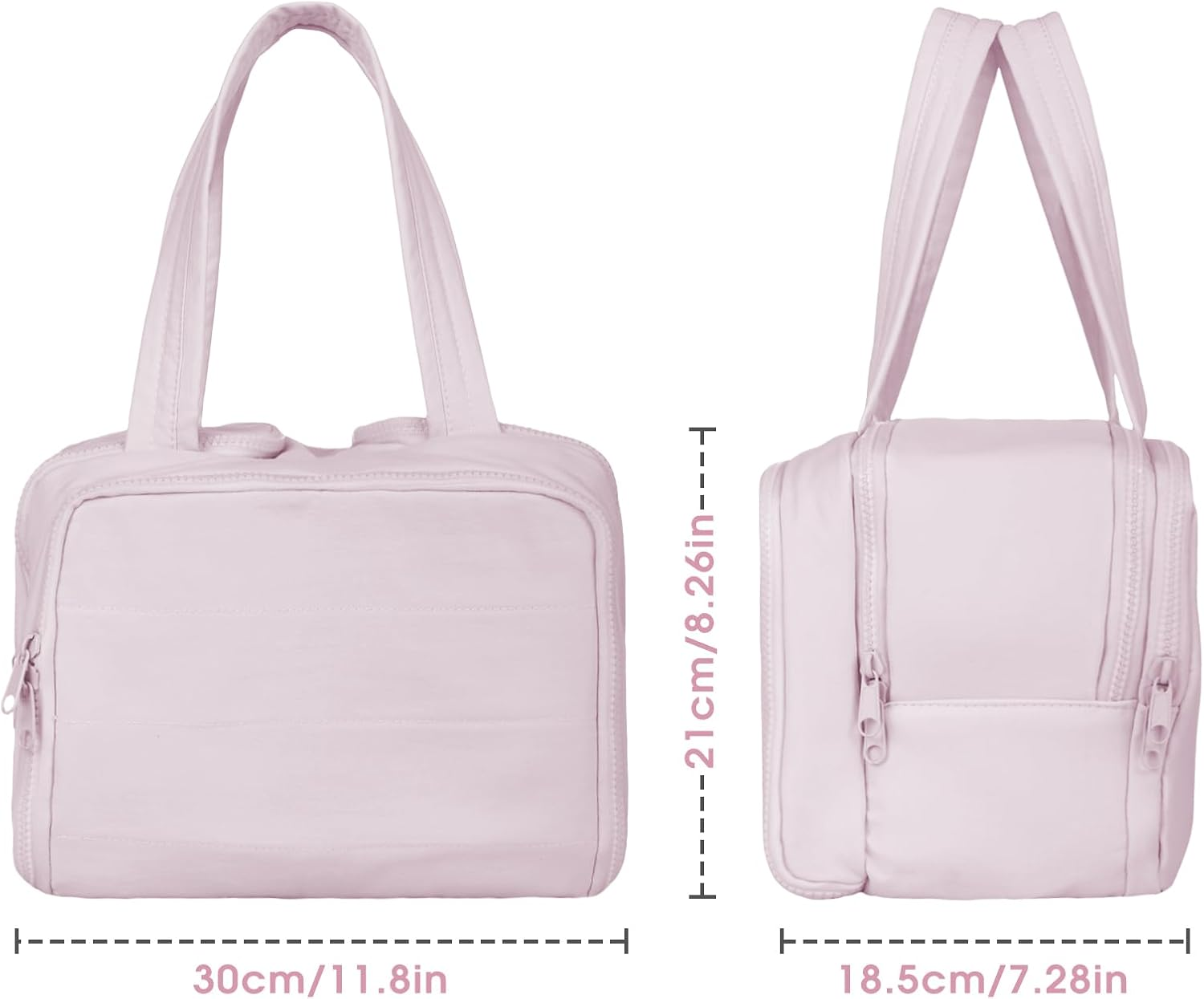 WODHMIEY Travel Toiletry Bag, Puff Large Capacity Cosmetic Bag, Spacious Toiletry Organizer for Women Travel, Waterproof PVC Lining, Wide Opening Dual Side Design, Lightweight Portable image number 4