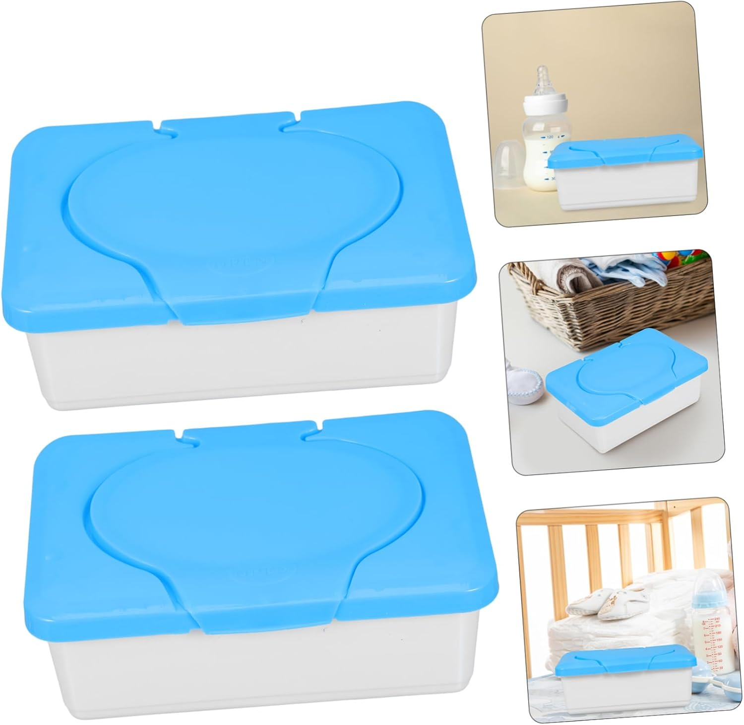 2Pcs Sturdy Plastic Cleansing Towel Box Lid Portable Wipes Container for Home Travel Multipurpose Storage image number 1