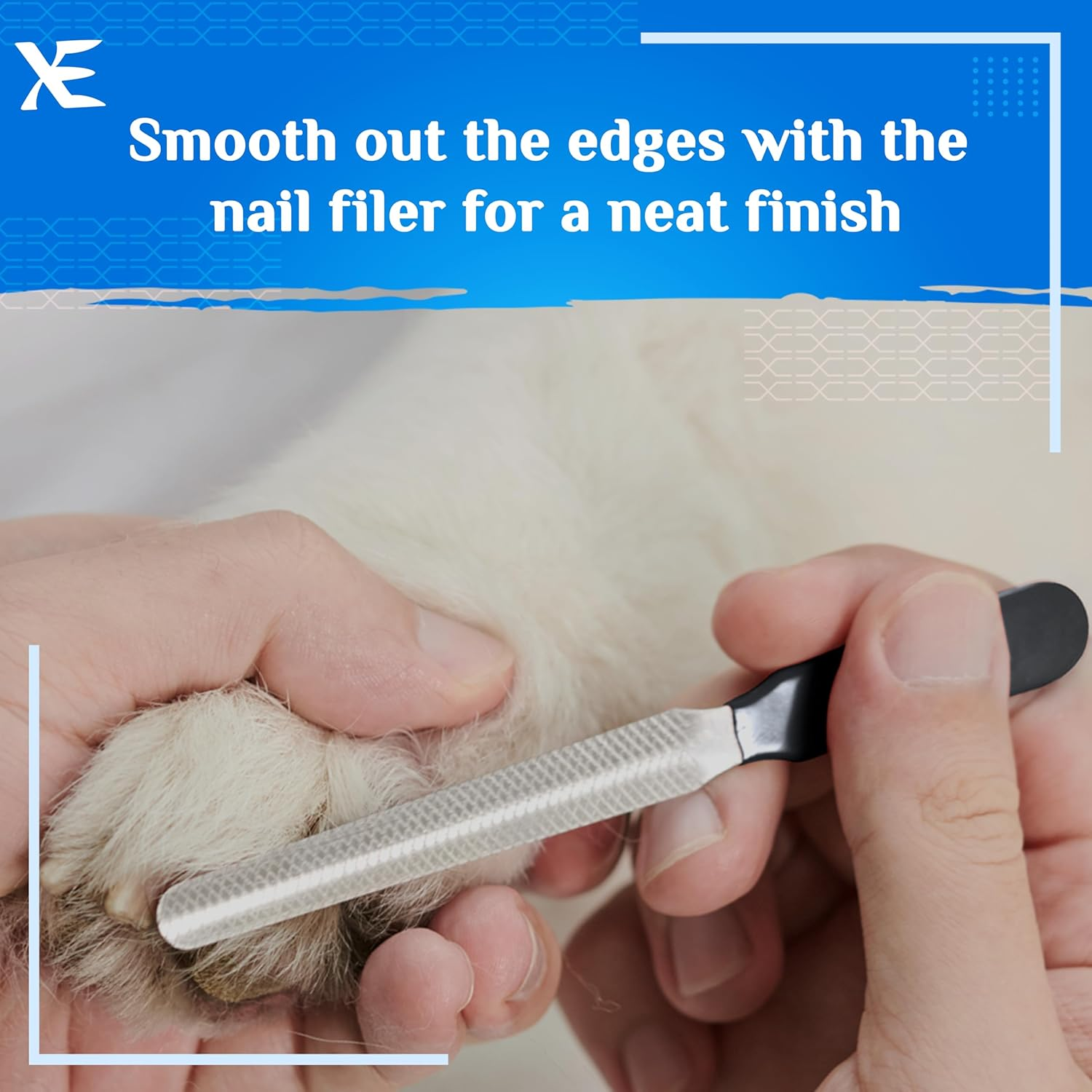 XE Stainless Steel Pet Nail Clipper &ndash; Non-Slip Handle Nail Cutter for Pets with Protection Guard, Cat and Dog Claw Trimmer with Nail File, Professional Grooming Tool for Dogs, Cats & Other Pets image number 5