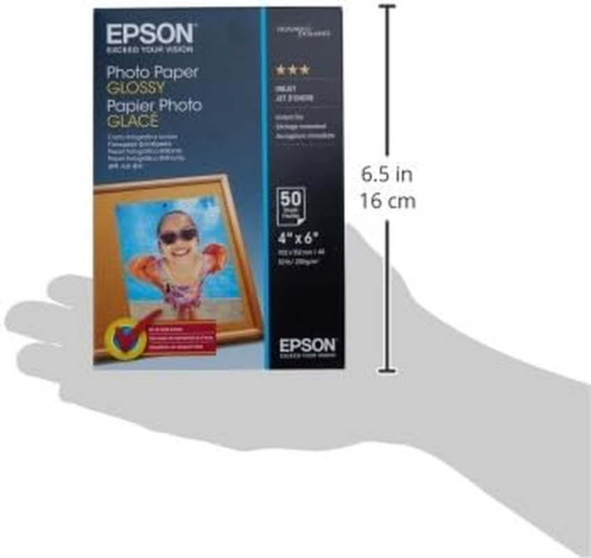 Epson Photo Paper Glossy, 4 X 6 Inches, 50 Sheets (S041809)