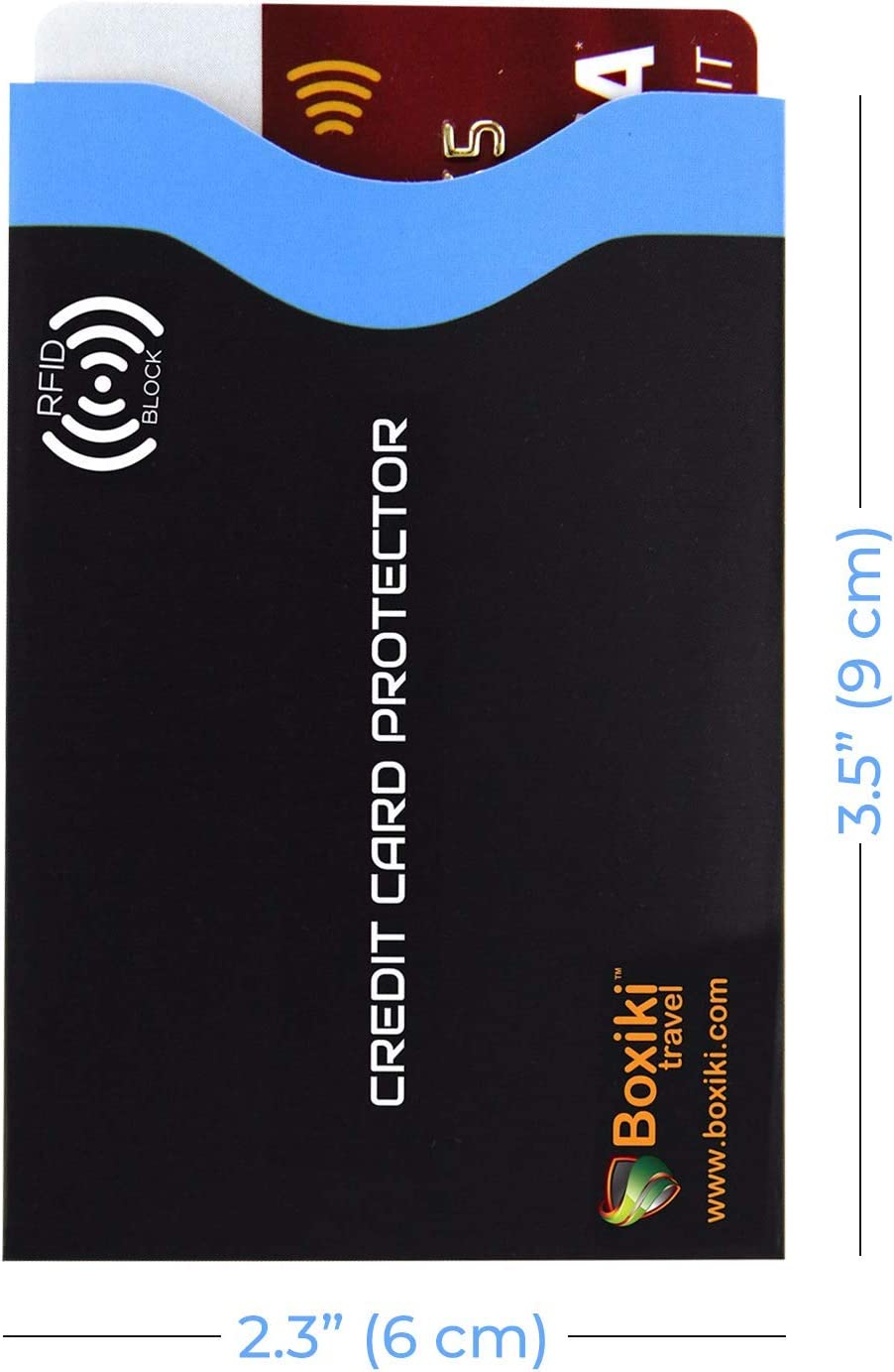 Boxiki Travel Set of 12 RFID Blocking Sleeves Best Way to Protect Your Cards from Electronic Theft. Durable, Lightweight and Compact Design to Fit in Any Pocket or Purse. (Navy Blue)&hellip; - Black Money Belt + Rfid Sleeves Navy Blue (6 Credit Card + 2 Passport) image number 2