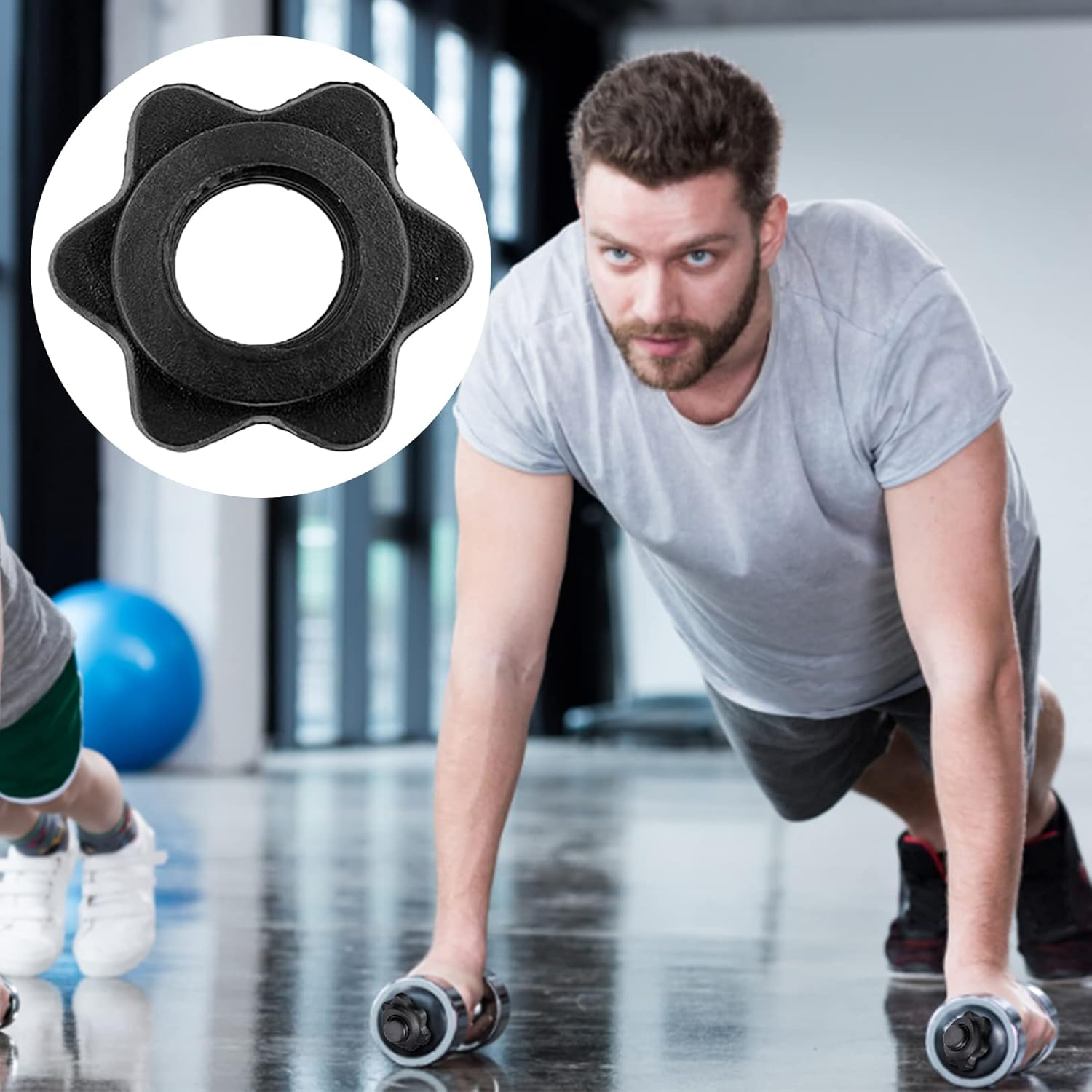 2Pcs Barbell Bar Hexagon Nuts,Anti-Slip Spin-Lock Collar Screw Hex Nut Screw Clamps,Barbell Clips Dumbbell Hex Nut Barbell Spin-Lock Collars Screw Clamps for Dumbell Weight Lifting Fitness Training image number 3