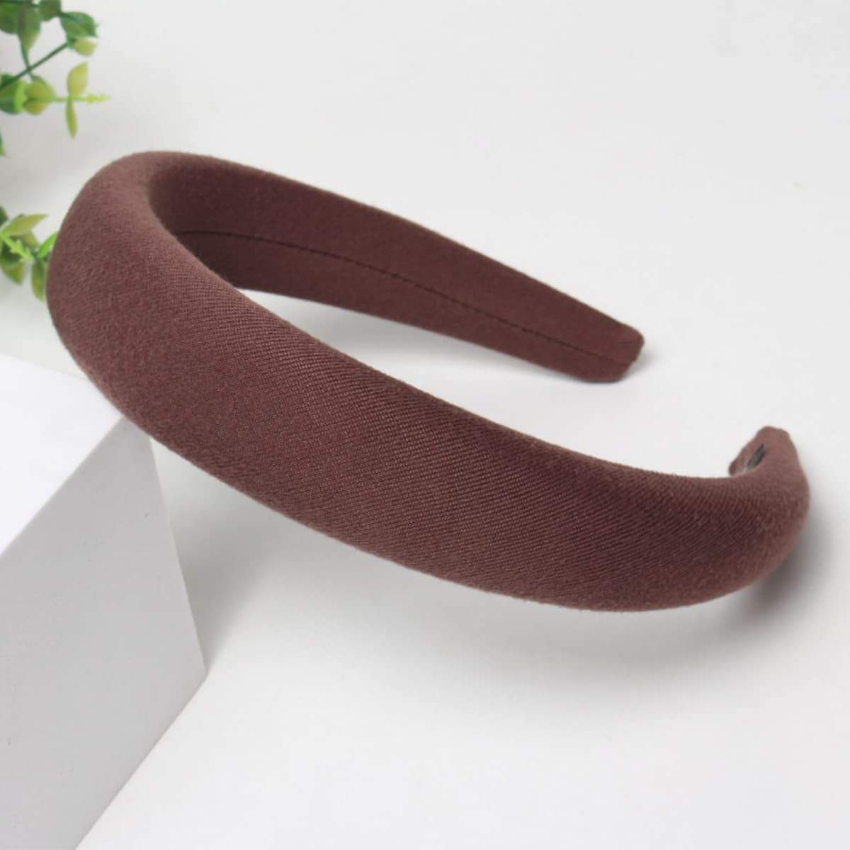 3 Pcs Wide Headbands, Women Soft Sponge Padded Non-Slip Headbands for Women Hairbands Hair Accessories(Black Brown Khaki)