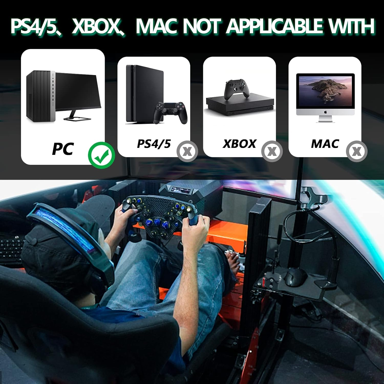 Game Handbrake, USB Game Handbrake for Sim Racing Games, PC, Windows, G25 / G27 / G29 / T500/ PC Compatible, FANATECOSW Racing Simulator (Black) image number 4