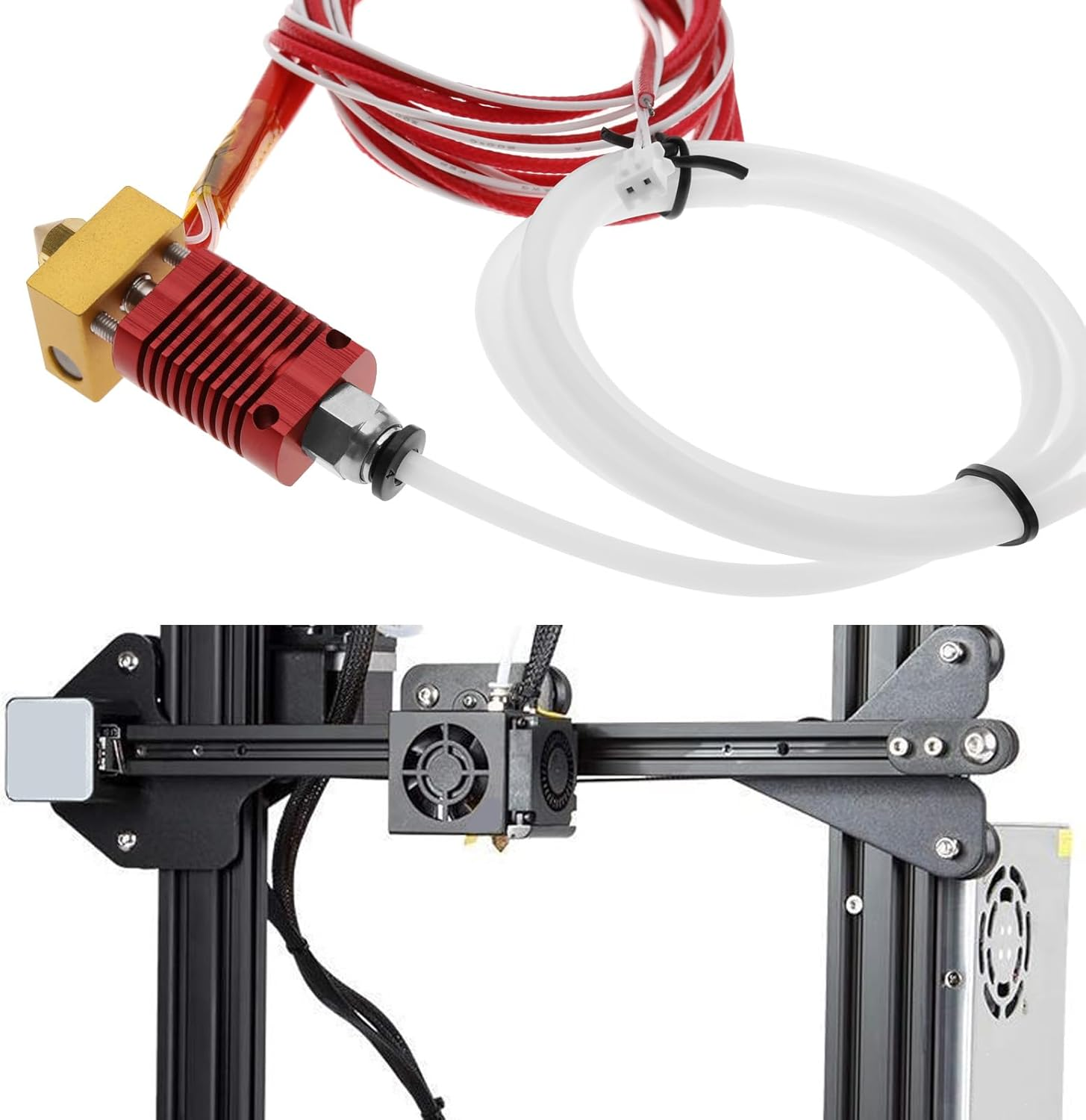 SING F LTD 24V 40W Assembled Hot End Extruder Kit for Ender-3 Ender-3 Pro Ender-3S Ender-2 Pro 3D Printer Accessories with Silicone Cover and 0.4Mm Nozzle image number 2