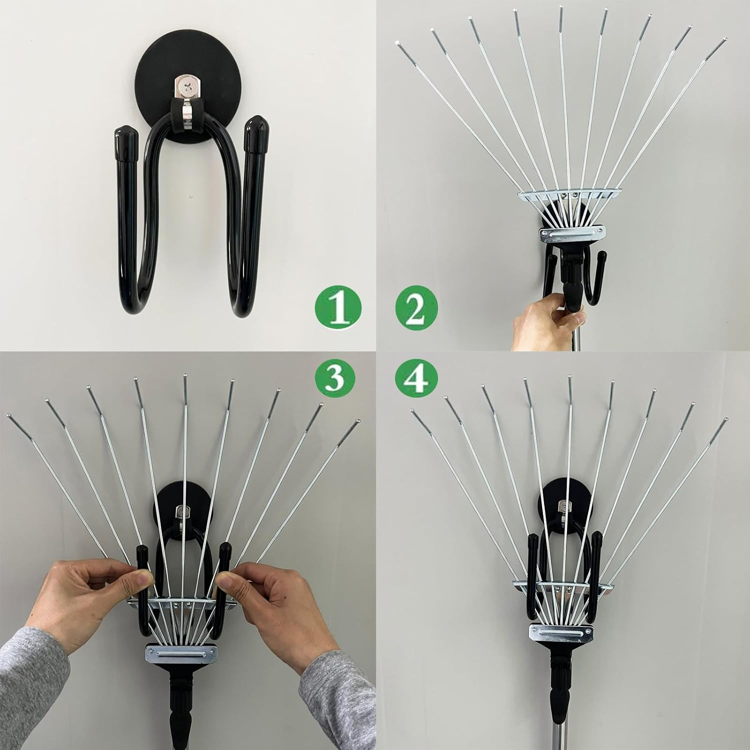 Pmsanzay 2 Pack Strong Magnetic Garage Storage Hooks, Heavy Duty Magnet Organizer Hooks with Rubber Coating for Garden Tools, Hose,Workshop,Pool Tools,For Indoor & Outdoor Hanging (Black) image number 4