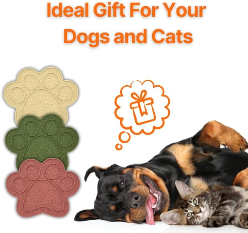 Lick Mat for Dogs & Cats 3 Pack, DOOGUES Slow Feeder Mat for Anxiety Relief, Non-Slip Suction Cups, Spread with Peanut Butter, Yoghurt or Treats, Suitable for Small and Medium Pets (Pink Green Beige) - Pink + Green + Beige image number 5