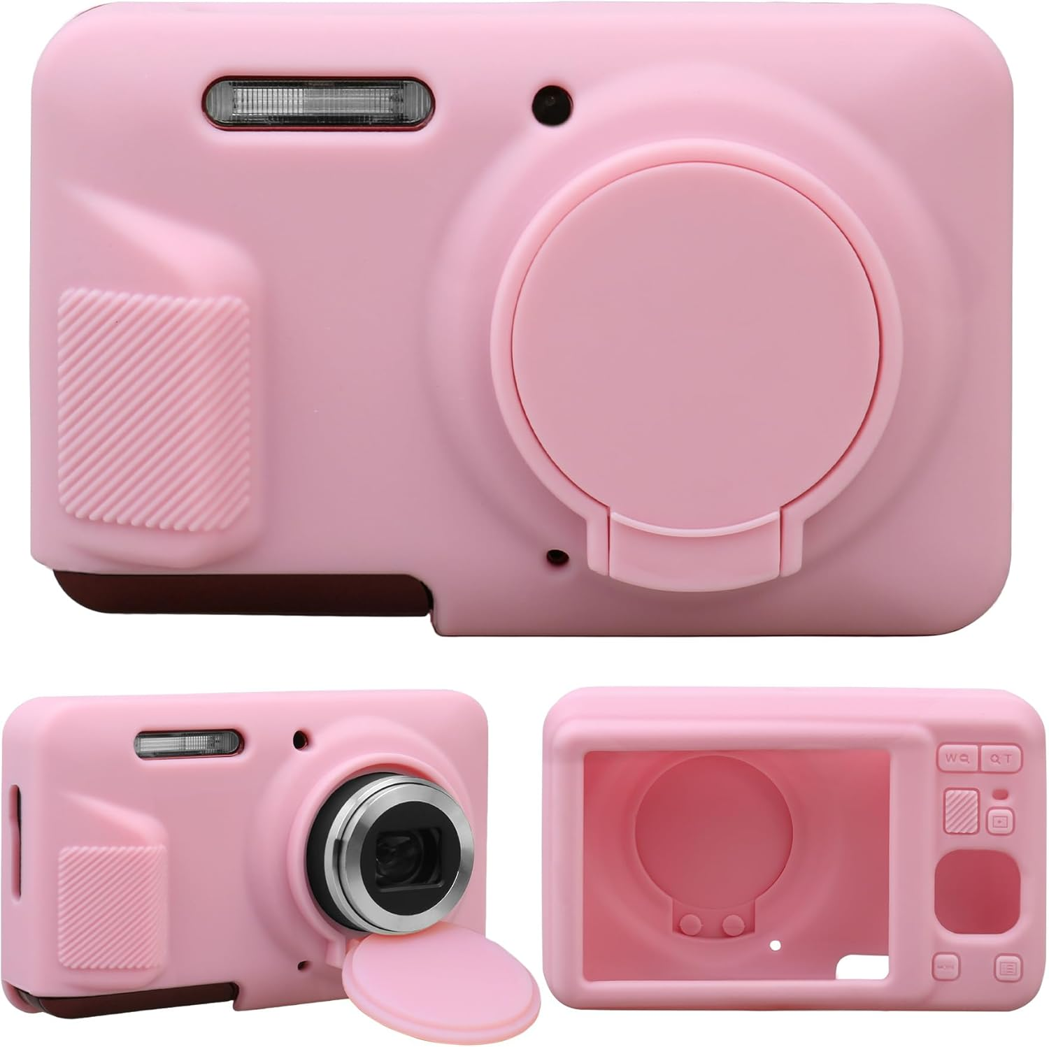 Supmay Silicone Camera Case for Kodak PIXPRO FZ55 16MP CMOS Sensor Digital Camera, Soft Silicone Protective Case Removable Lens Cover, Video Vlogging Camera Cover, Pink image number 4