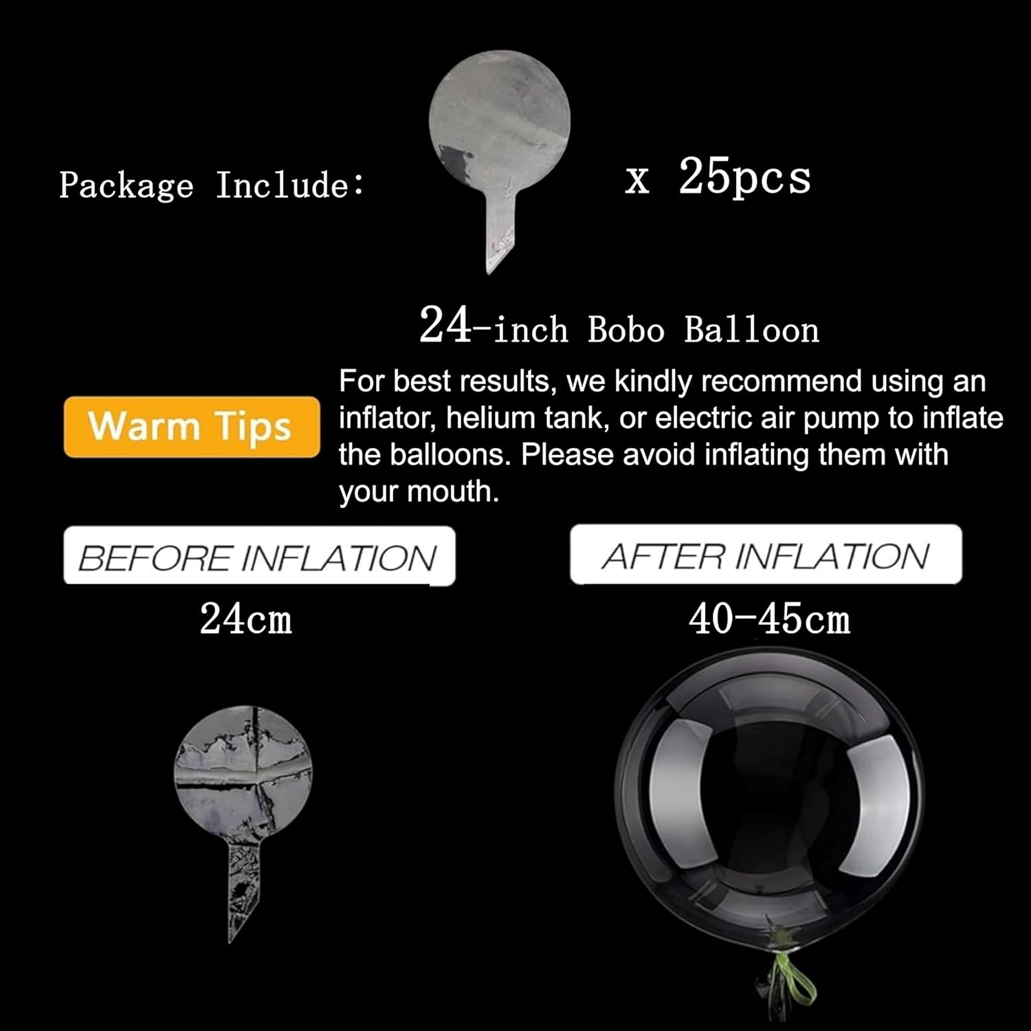 25Pcs 24Inch Bobo Balloons Middle Large Crystal Clear Transparent Bubble Balloon for Christmas Wedding Birthday Baby Shower Valentine'S Day Party Decoration image number 1