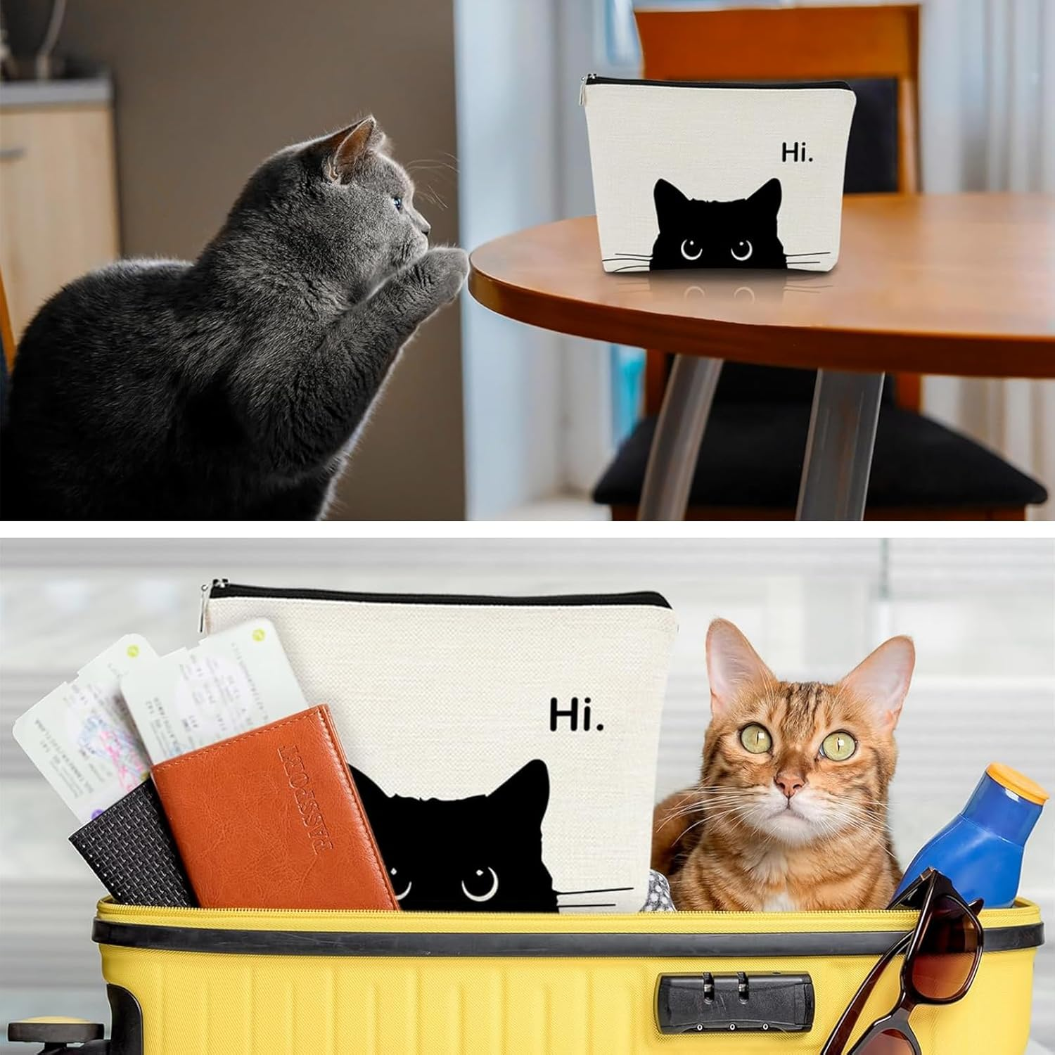 Cat Makeup Bag for Cat Lovers, Cute Zipper Travel Toiletry Bag for Teen Girls, Gifts for Cat Owners, Cosmetic Purse for Makeup & Toiletries, Birthday for Cat Lovers image number 4