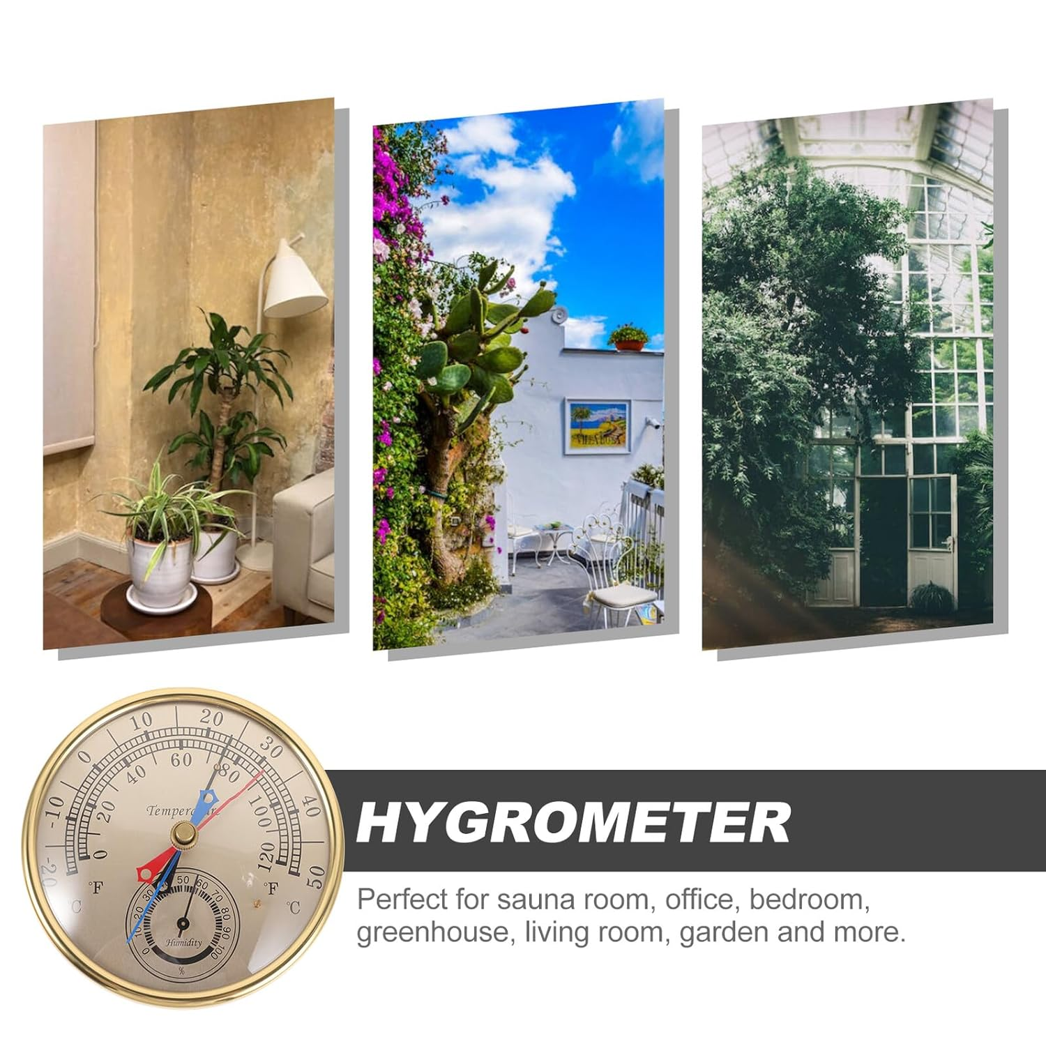 Indoor Outdoor Thermometer Hygrometer for Garden Patio Wall Mount Glass Plastic Construction Measures Maximum Minimum Temperature and Humidity for Greenhouse Home Office image number 6