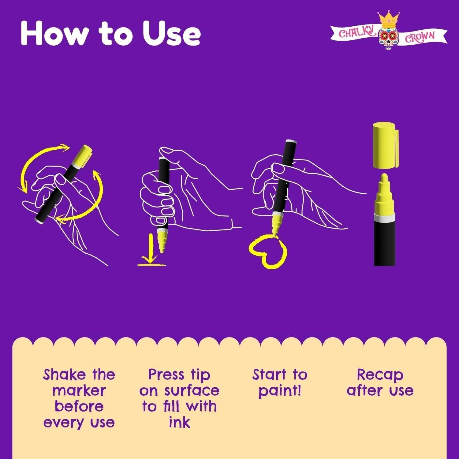 Liquid Chalk Markers for Blackboards - Bold Color Dry Erase Marker Pens - Chalk Markers for Chalkboards Signs, Windows, Blackboard, Glass - 6Mm Reversible Tip (8 Pack) - 24 Chalkboard Labels Included image number 6