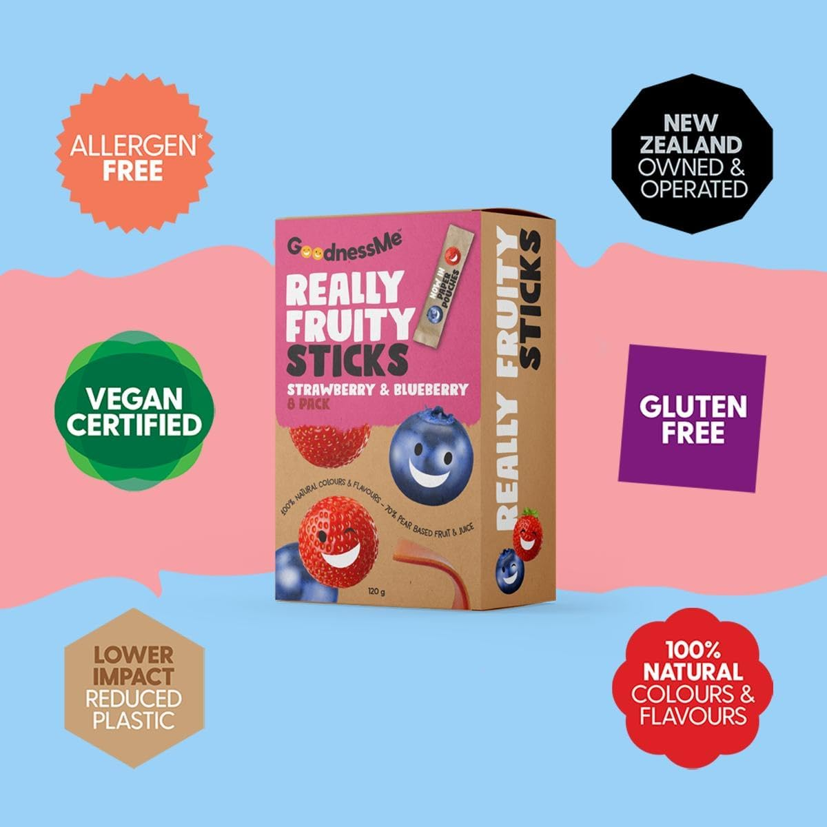 Goodnessme Sticks Strawberry & Blueberry 120G image number 1