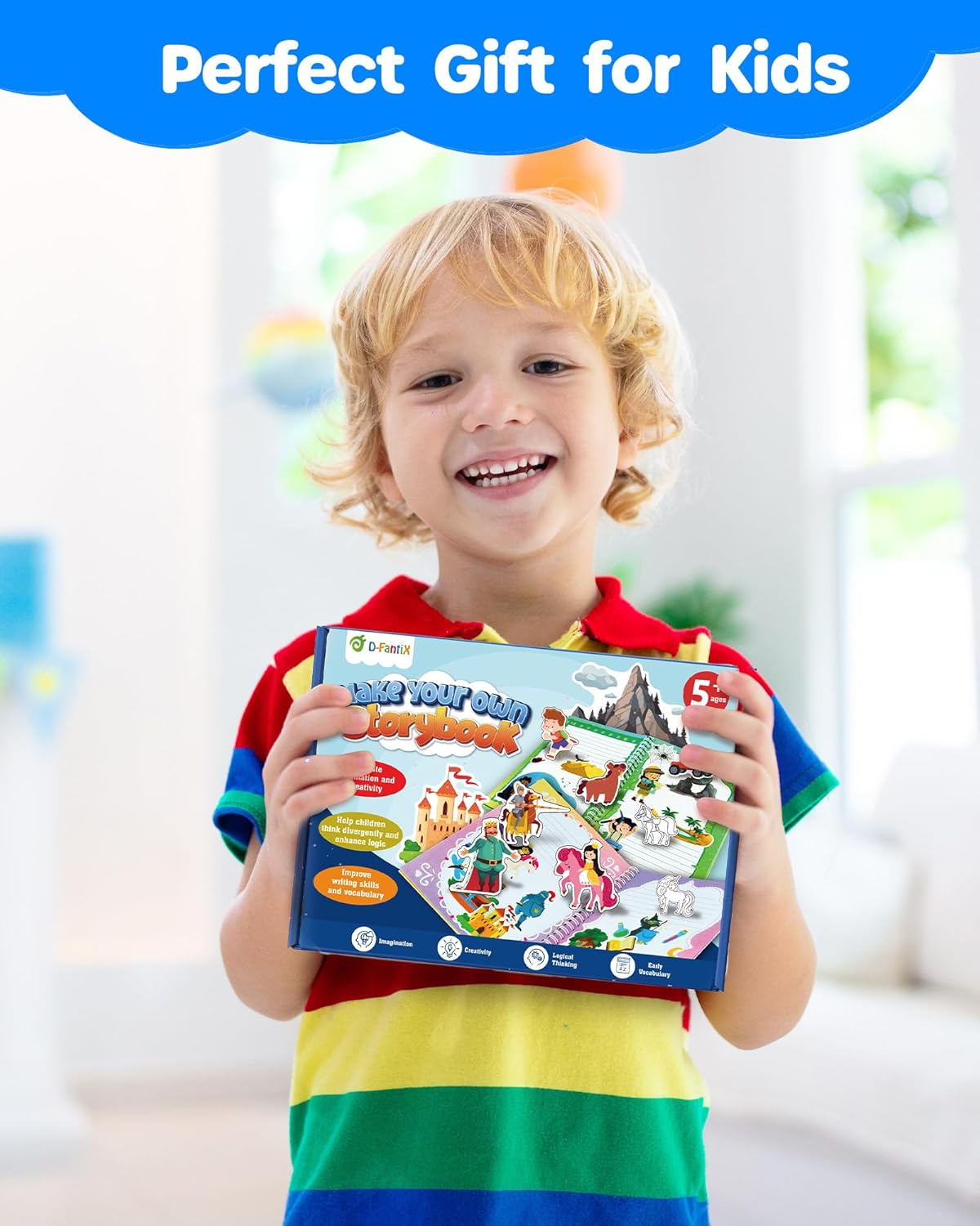 D-Fantix My Storybook Art Kit, Creative Writing & Drawing Activity Set for Boys & Girls, Hardcover Comic Book Making Kit with Stickers, DIY Arts and Crafts Supplies Gifts for Kids Ages 5, 6, 7, 8-12 image number 3