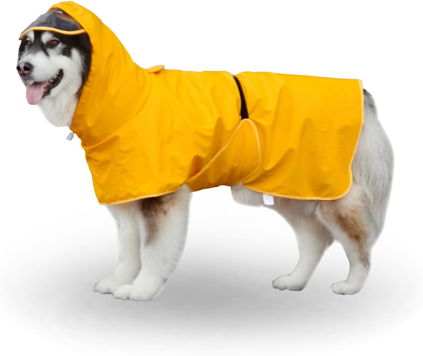 Reflective Dog Raincoat - Waterproof Adjustable Pet Jacket with Hood, Lightweight Dog Apparel for Small to Extra-Large Dogs, Yellow (XL) image number 3