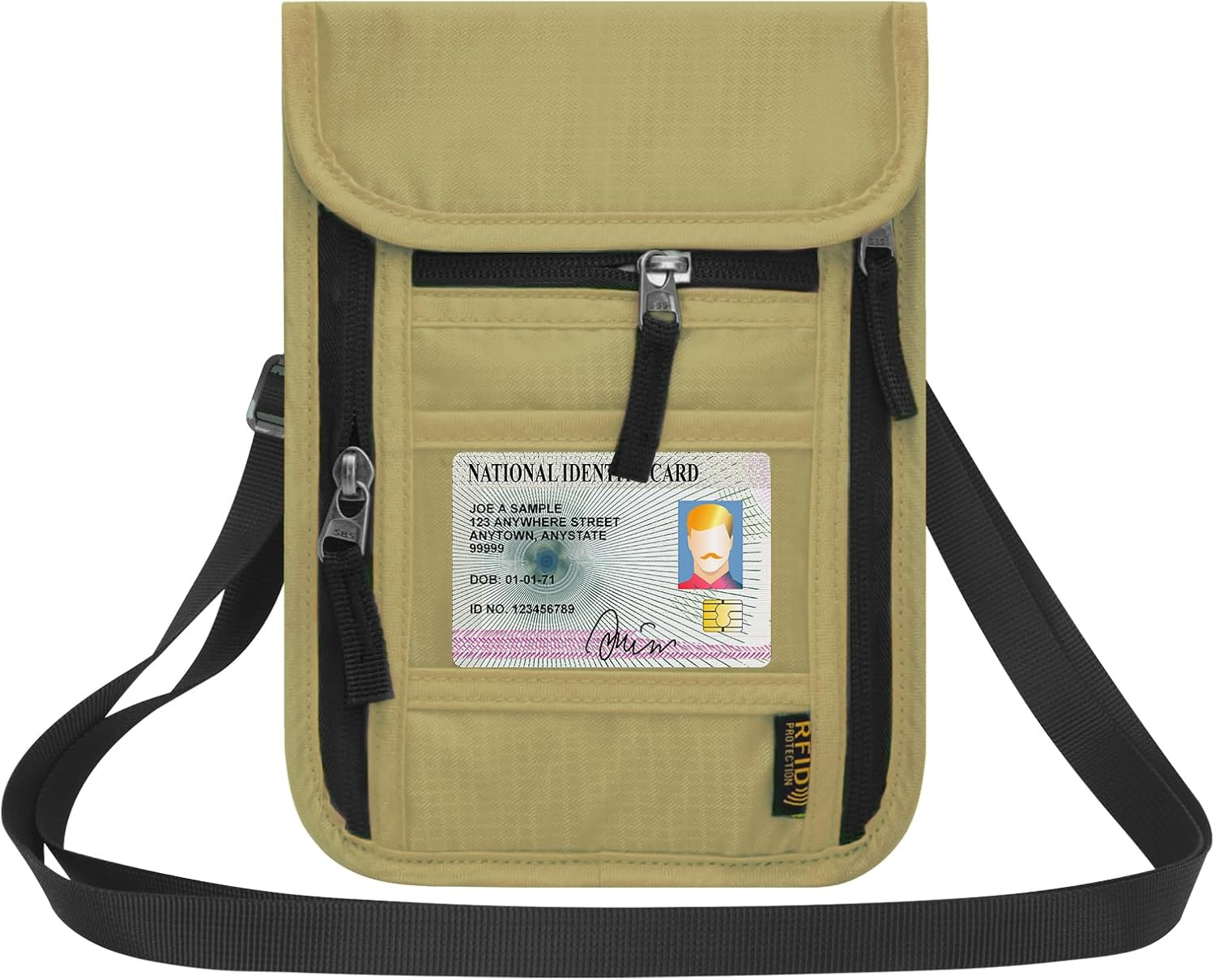 HOTEMIA Neck Wallet for Travel,Passport Holder Neck Pouch for Men Women with Adjustable Neck Strap and RFID Blocking, Orange, Leisure