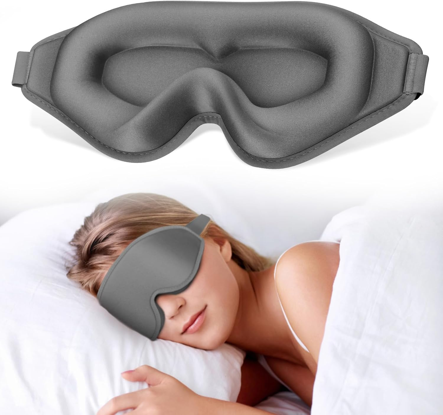 3D Eye Sleep Mask, 99% Fully Block Out Light Deep Contoured Eyes Cover NO Pressure with Adjustable Strap, Long Lash Extension Eyes Mask for Women Men Sleeping Travel Home Nap Rest Use (Light Purple)