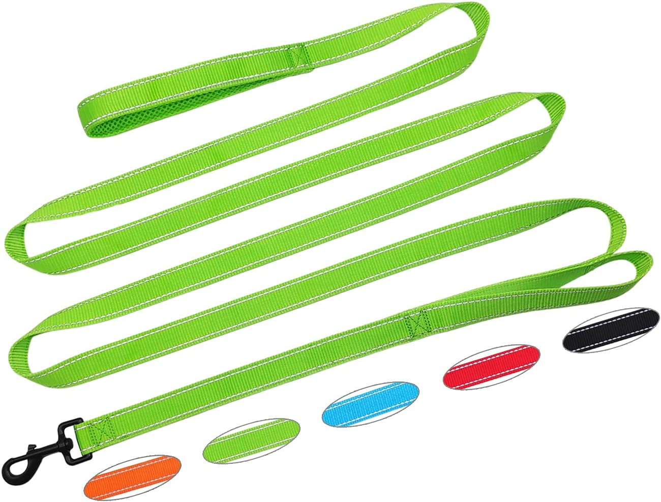 SEPXUFORE 10 FT Traffic Leash with 2 Handle Dog Leash Reflective, Easy Control Training Walking Nylon Two-Double Handle Dog Leash for Large Medium Dogs and Pullers