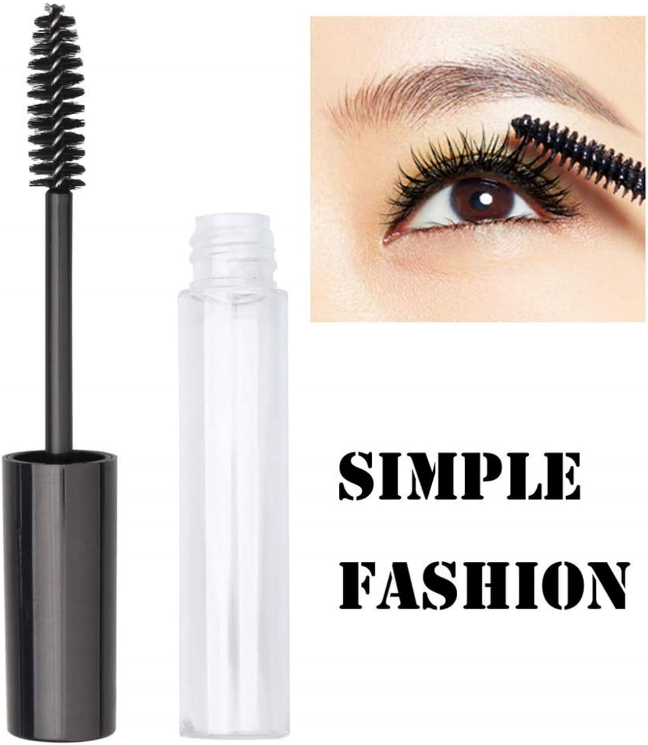 TAVVKE 4-Pack 8Ml Empty Mascara Tubes with Wand and 7Ml Eyeliner Containers, Transparent with Rubber Inserts and Funnels for DIY Castor Oil Mascara and Eyeliner