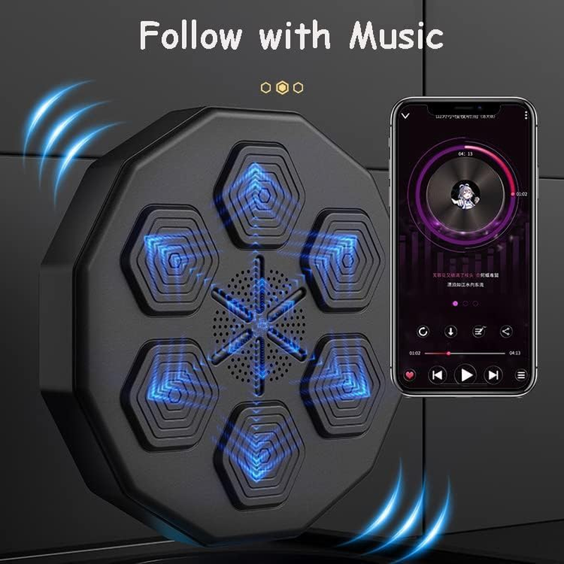 Upgraded Boxing Traing Machine, Smart Music Wall Mounted Punching Sports Equipment Rechargeable LED Light, Hand/Eye/Speed Reaction for Kids/Adults/Home Workout/Stress Relief