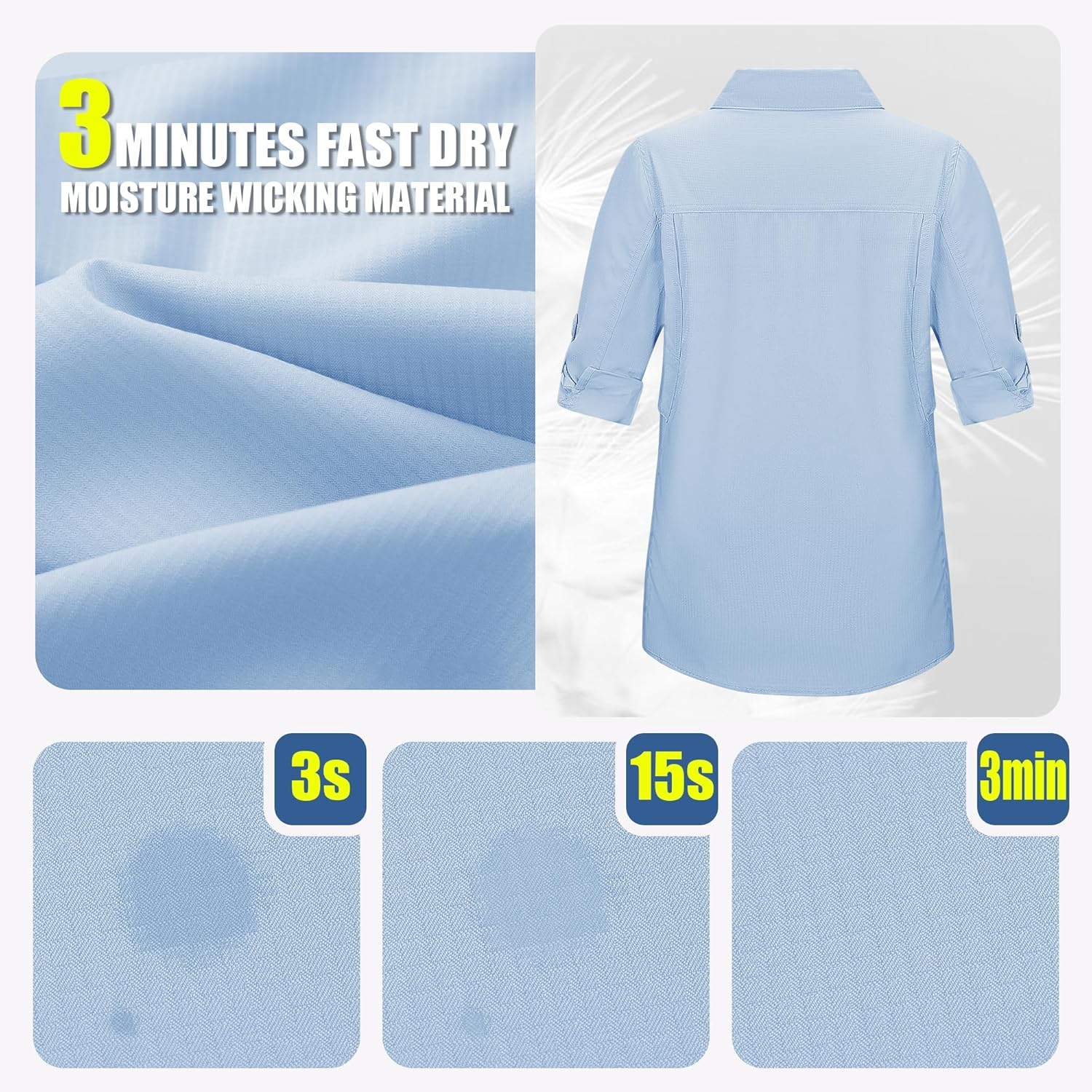 33,000Ft Women'S Long Sleeve Shirts Safari Shirts UPF50 Sun Protection Button down Shirt Moisture Wicking Quick Dry Top Ladies Casual Outdoor Shirt for Walking Fishing Hiking Travel image number 6