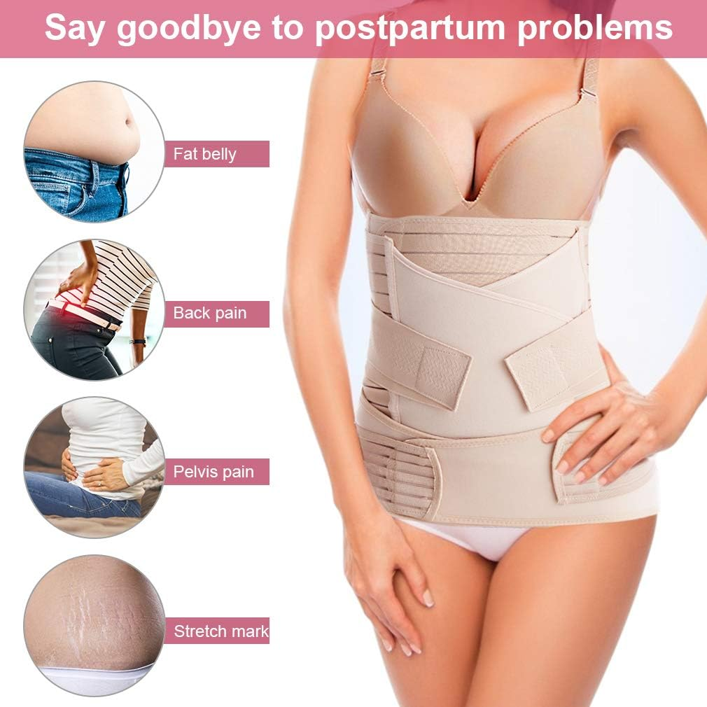 XJCKING 3 in 1 Postpartum Belly Support Recovery Band Wrap - Waist/Pelvis Belt Girdle Body Shaper Postnatal Shapewear image number 4