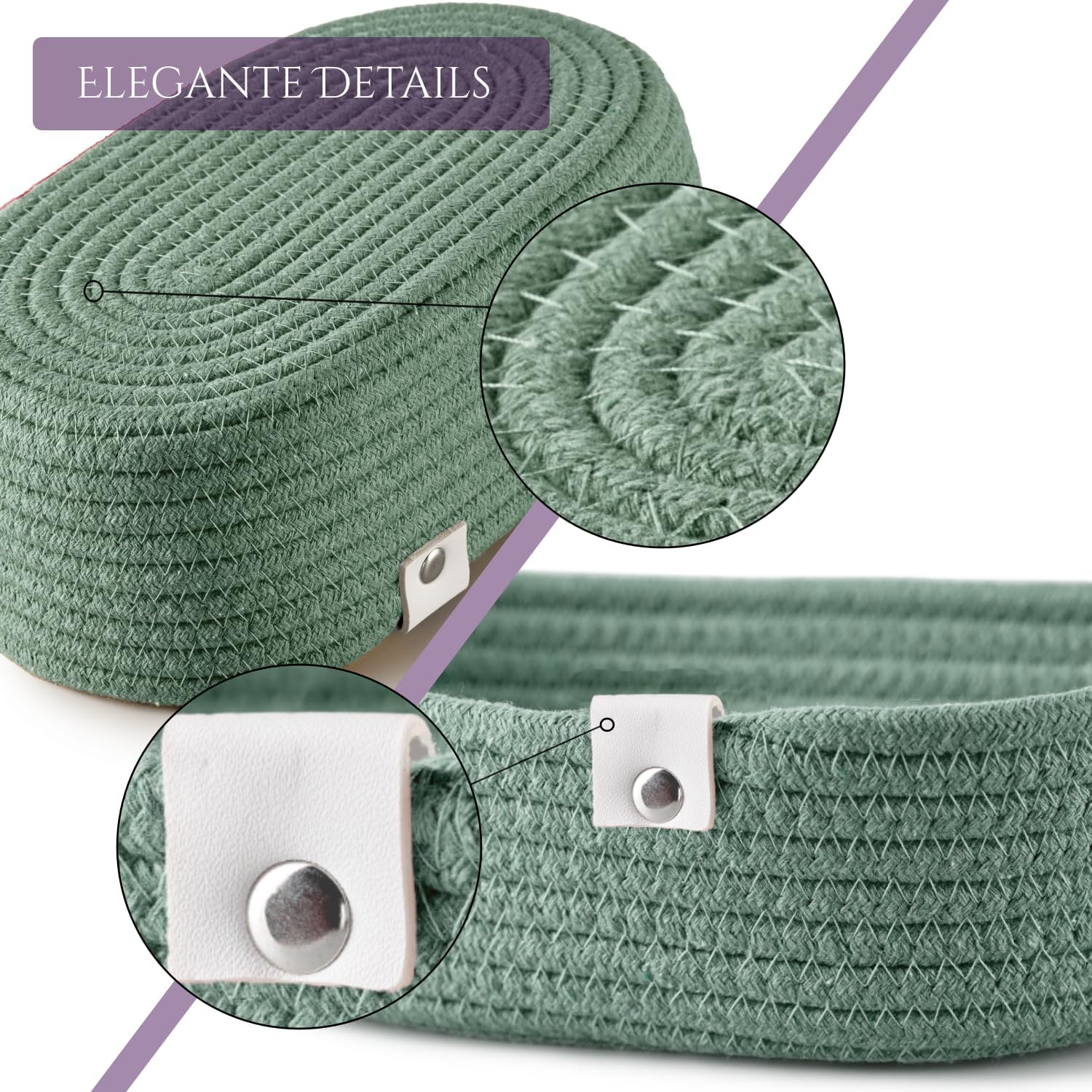 Gem of Oak Storage Baskets Oval Sea Green for Shelves Cupboards Bedroom Bathroom Organisation Drawer Cabinet Chest of Drawers Children'S Room Decoration Decorative Basket Set of 3