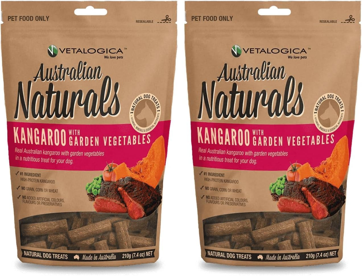 Vetalogica Australian Naturals Grain Free Large Breed Kangaroo and Garden Vegetables Treats for Dogs 210 G image number 4