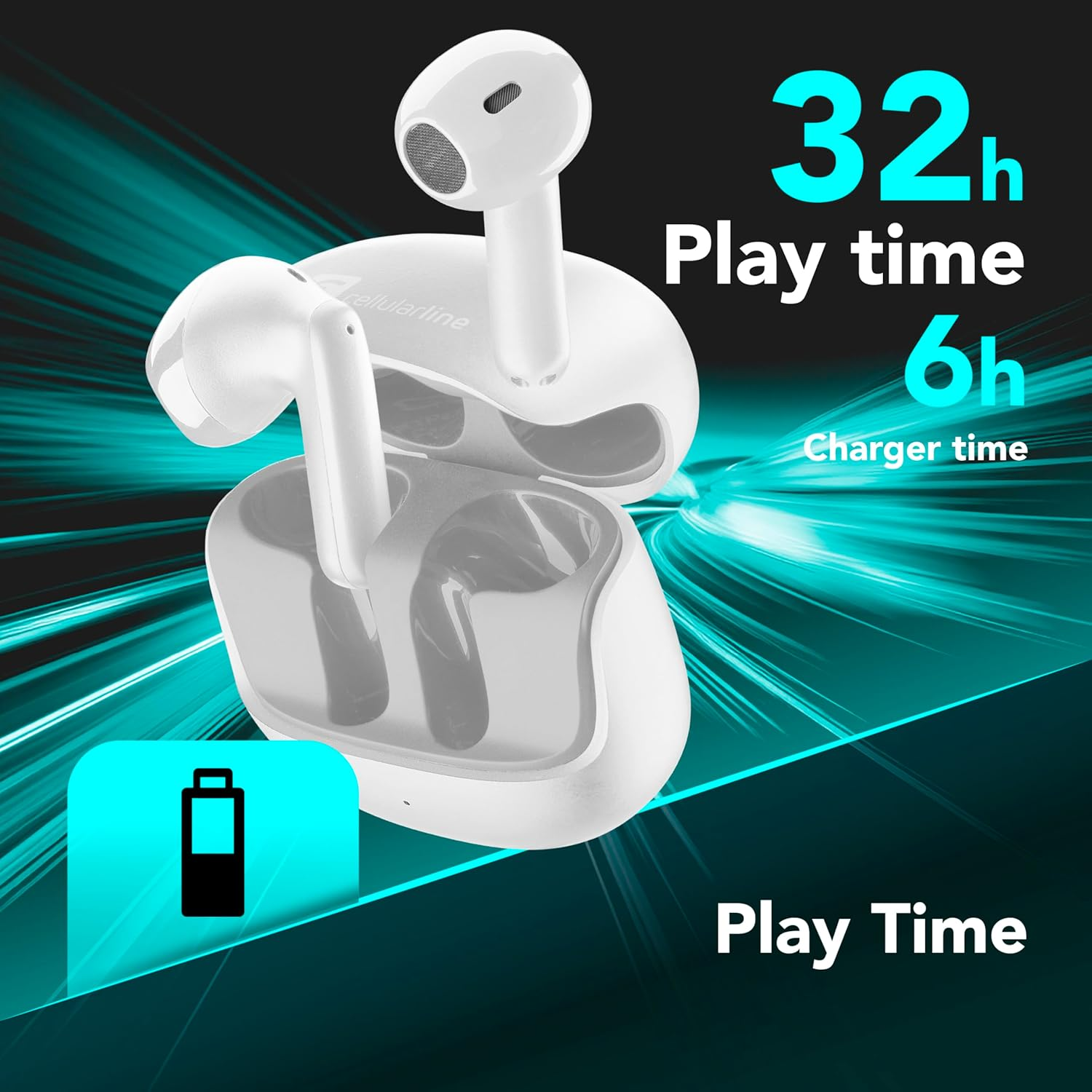 Cellularline Call Purely Bluetooth Headphones with ENC, 4 Microphones, ENC Ambient Noise Cancellation, 32 Hours Battery Life, Multipoint Connection, Easy Pick Design