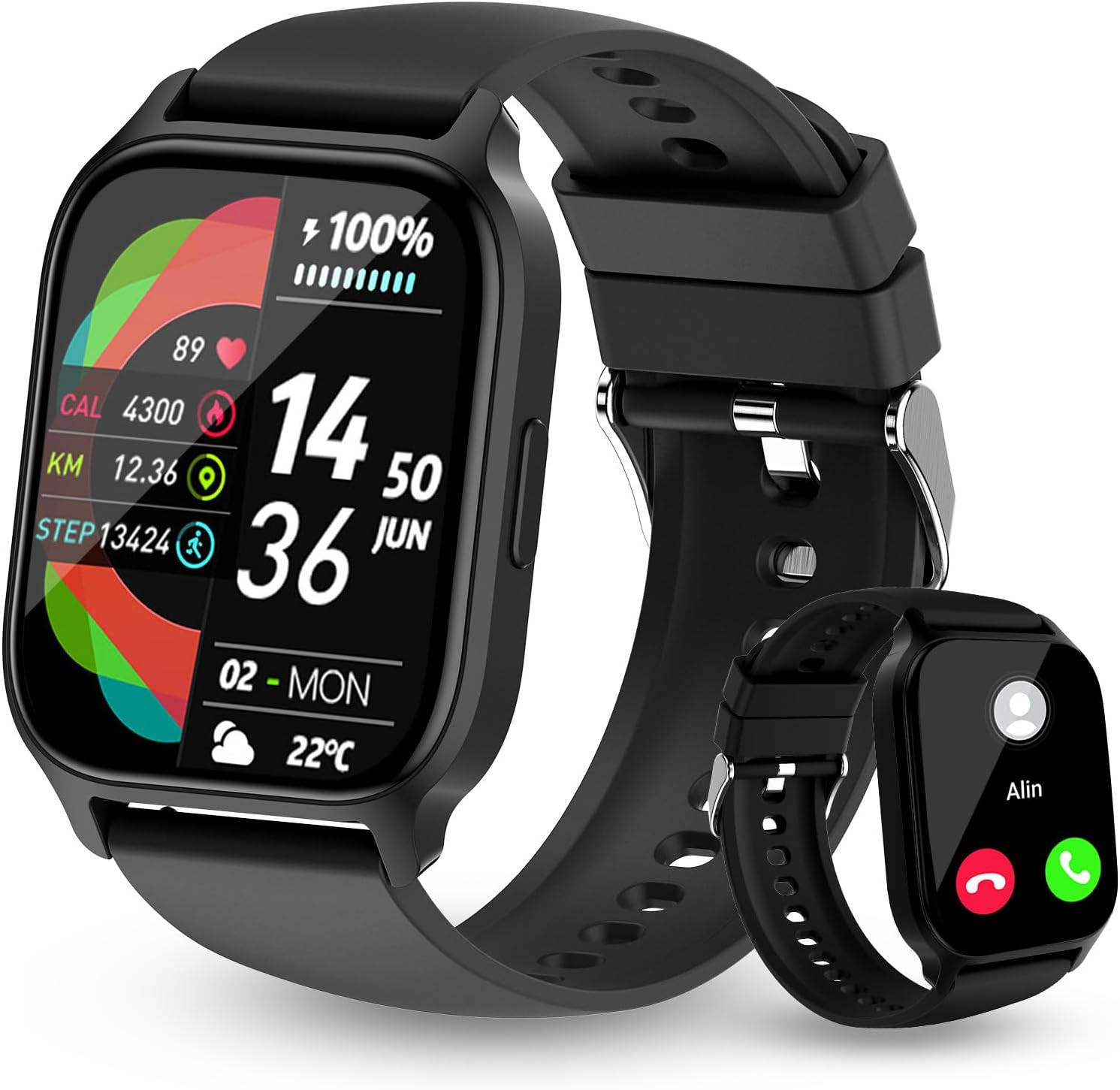 Smart Watch for Women Men, Blood Pressure Monitor Fitness Tracker, 1.85'' HD Touch Screen Pedometer, Calories, Heart Rate Sleep Monitor, IP68 Waterproof Activity Tracker Android Ios image number 4