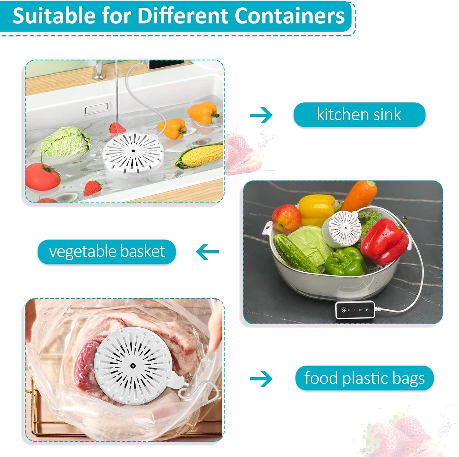 IMENE Upgraded 2-In-1 Fruit and Vegetable Washing Machine, Portable Oh-Ion Purifier for Fruits, Vegetables, Meat, Rice, Tableware image number 1