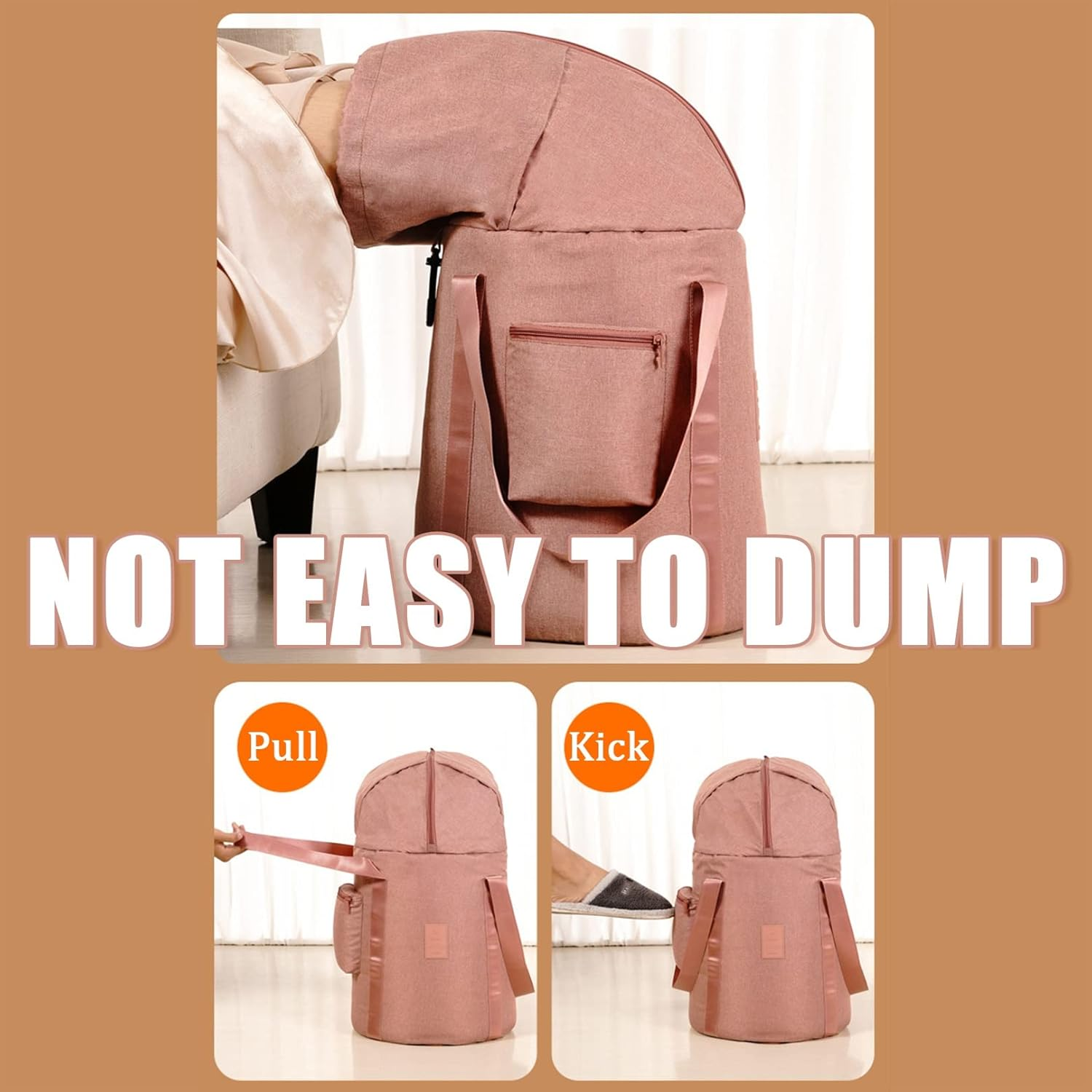 Collapsible Foot Basin with Handles, Zipper Portable Foot Soak Tub, Large Capacity Home Pedicure Foot Spa Bucket for Travel, Camping Washing (Color : Beige, Size : 72X32Cm) image number 5