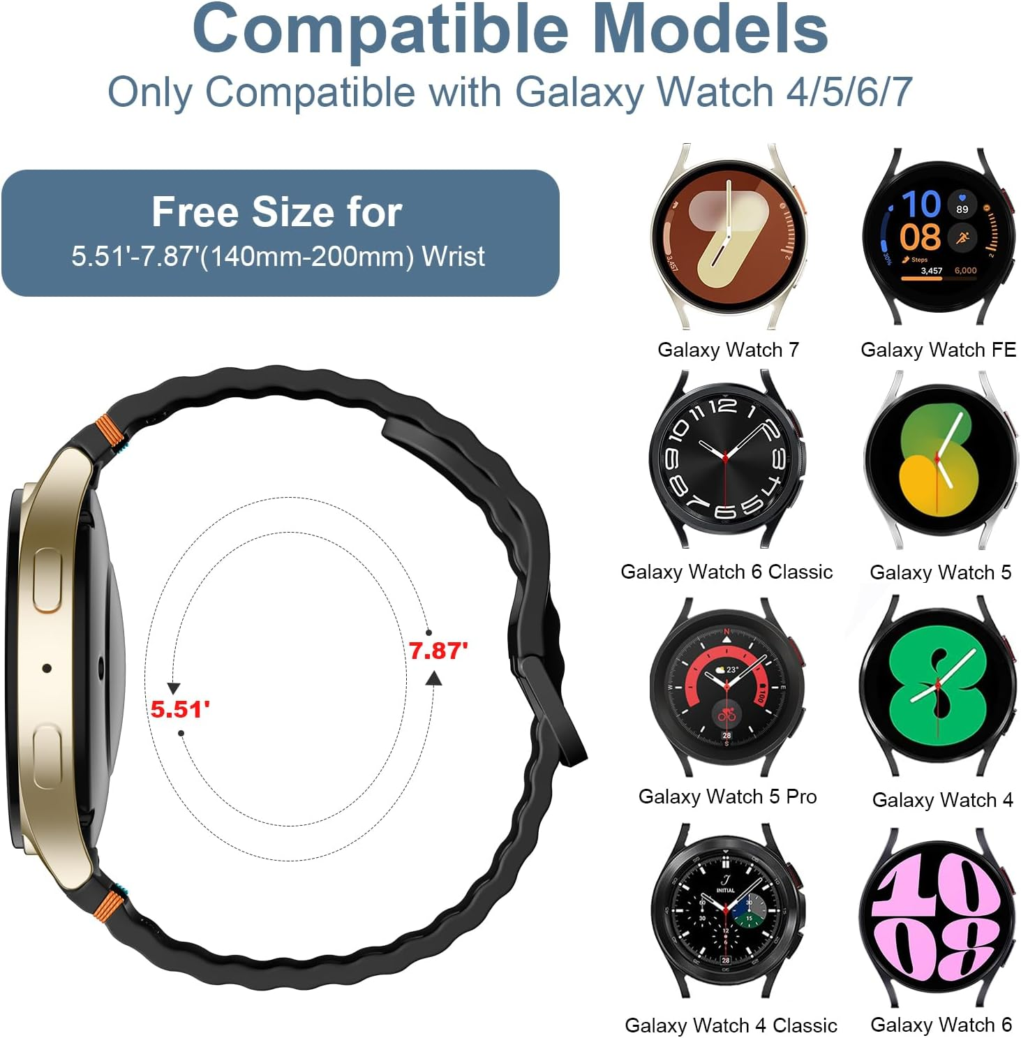 Ouwegaga Compatible with Samsung Galaxy Watch 7 6 5 4 Band 40Mm 44Mm/Galaxy Watch 6 4 Classic Band 43Mm 47Mm 42Mm 46Mm/Watch 5 Pro 45Mm/Fe 40Mm, 20Mm No Gap Soft Silicone Sport Strap, Multi Colors - Cream image number 6