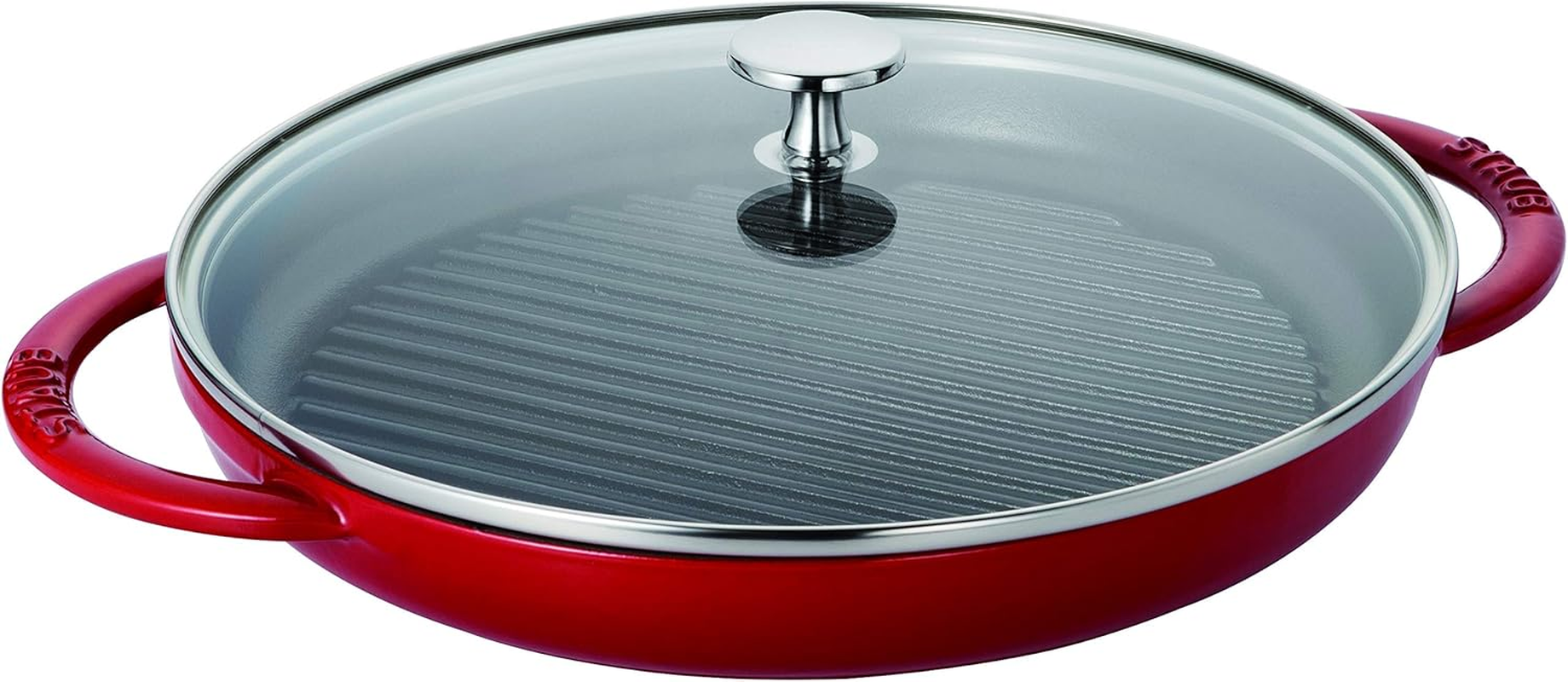 Staub 40508-302 Pure Grill Steam & Grill Black 10.2 Inches (26 Cm) Grill Pan with Glass Lid, Both Hands, Cast Iron, Induction Compatible, Japanese Authentic Product