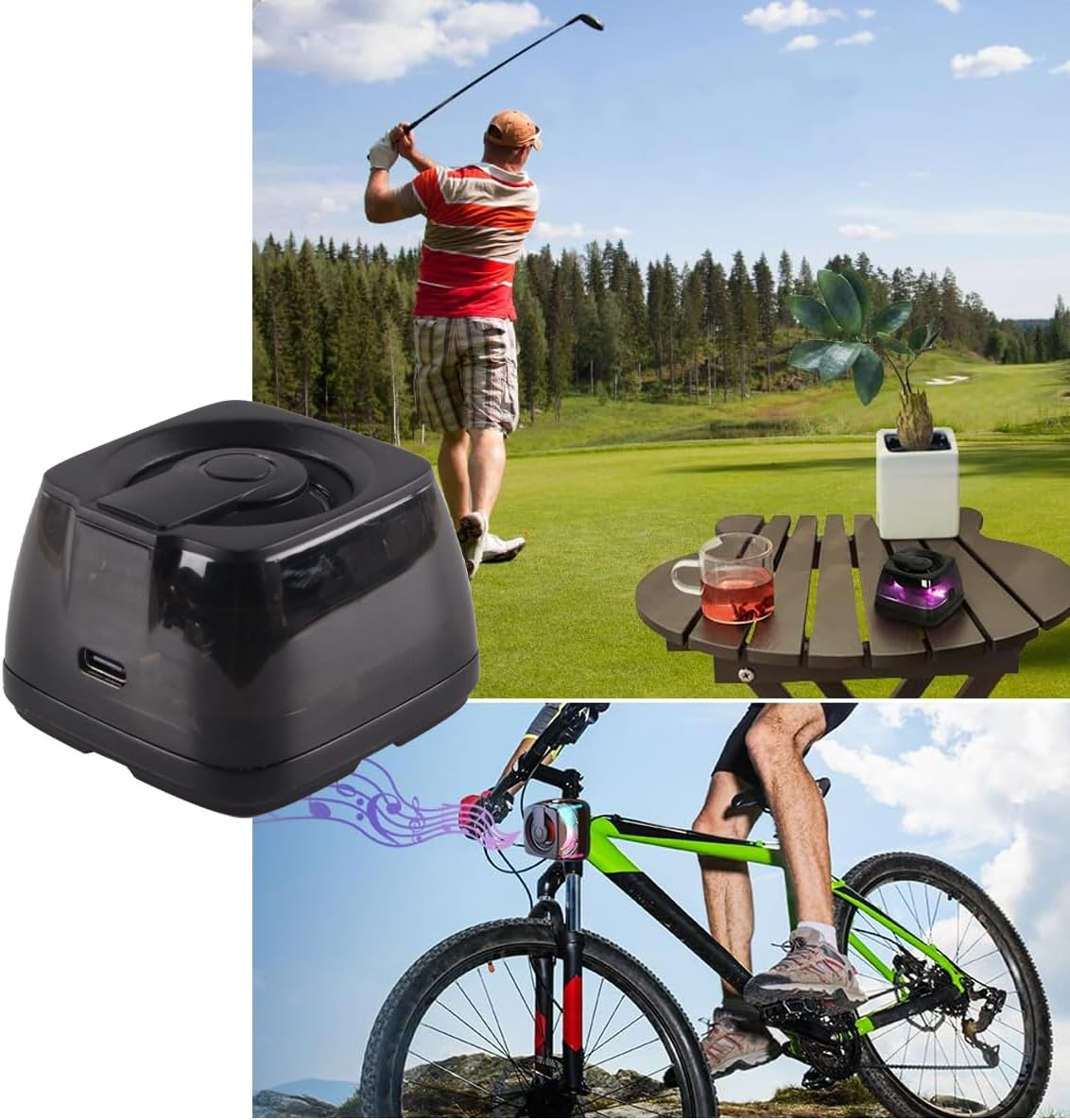 ACOLY Portable Magnetic Bluetooth Speaker with 3D Room Sound and RGB Lighting, 100 G Lightweight Small Music Box Bluetooth, Phone Holder for Android, TWS Pairing image number 4