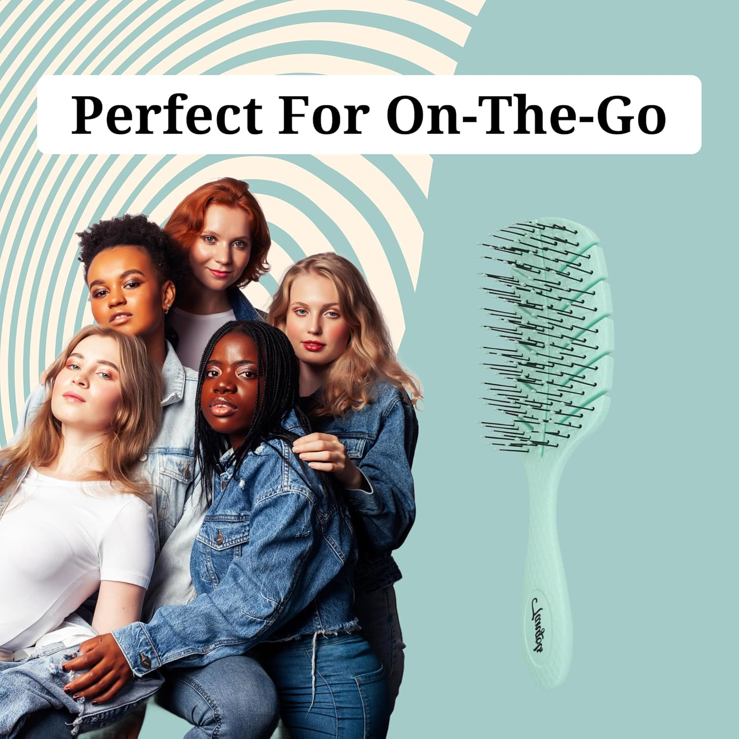 Tangols Soft Detangling Hair Brush &ndash; Soft Hair Brush for Kids & Adults with Ultra-Soft anti Knot Nylon Bristle, Eco-Friendly Tangle-Free Styling for Dry, Wet, Curly & for All Hair Types(Green) - Green image number 3