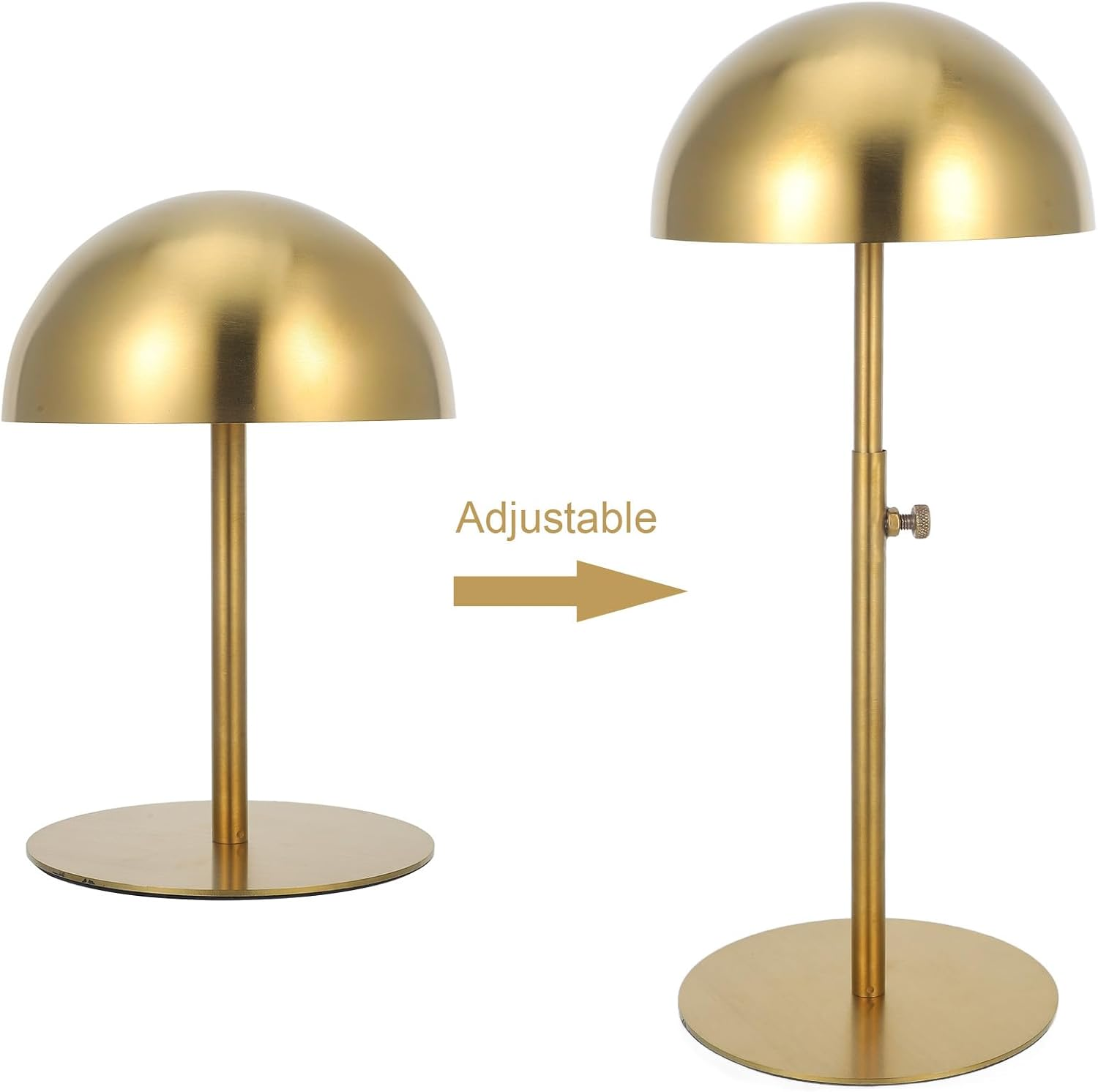 MAGICLULU Metal Wig Stand Holder Hat Stand Display, Dome Shape Hat Stand Adjustable Height Wig Head Holder Hat Storage Stand Freestanding Wig Stand for Decoration Display Storage image number 6