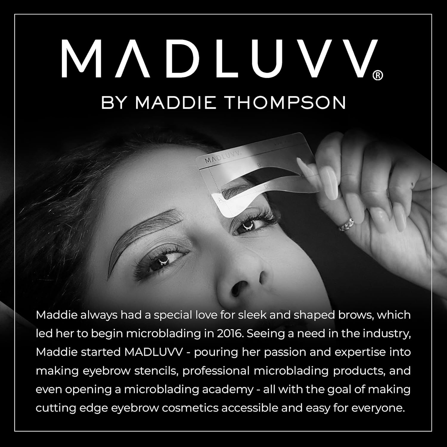 MADLUVV Best Eyebrow Shaping Stencil Kit, Set of 6 Plastic Reusable Stencils for Semi Permanent Microblading Tattoo & Makeup Artists with Pencil & Microblades (On the DL) image number 4