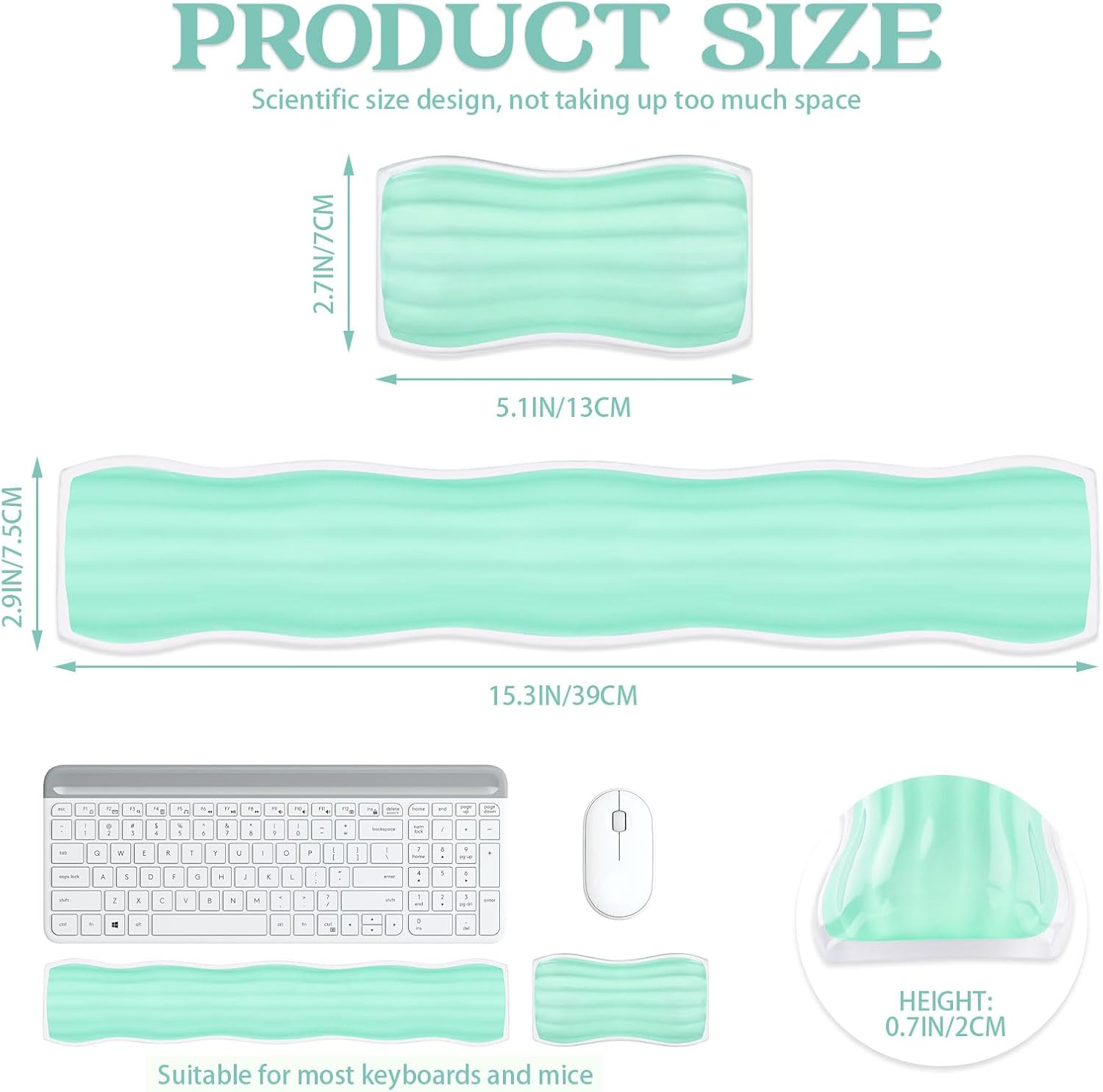 Gel Wrist Rest for Computer Keyboard and Mouse, Ergonomic Clear Keyboard Pad and Mouse Wrist Rest for Gaming, Computers, Laptops, Office Use (Green) image number 5
