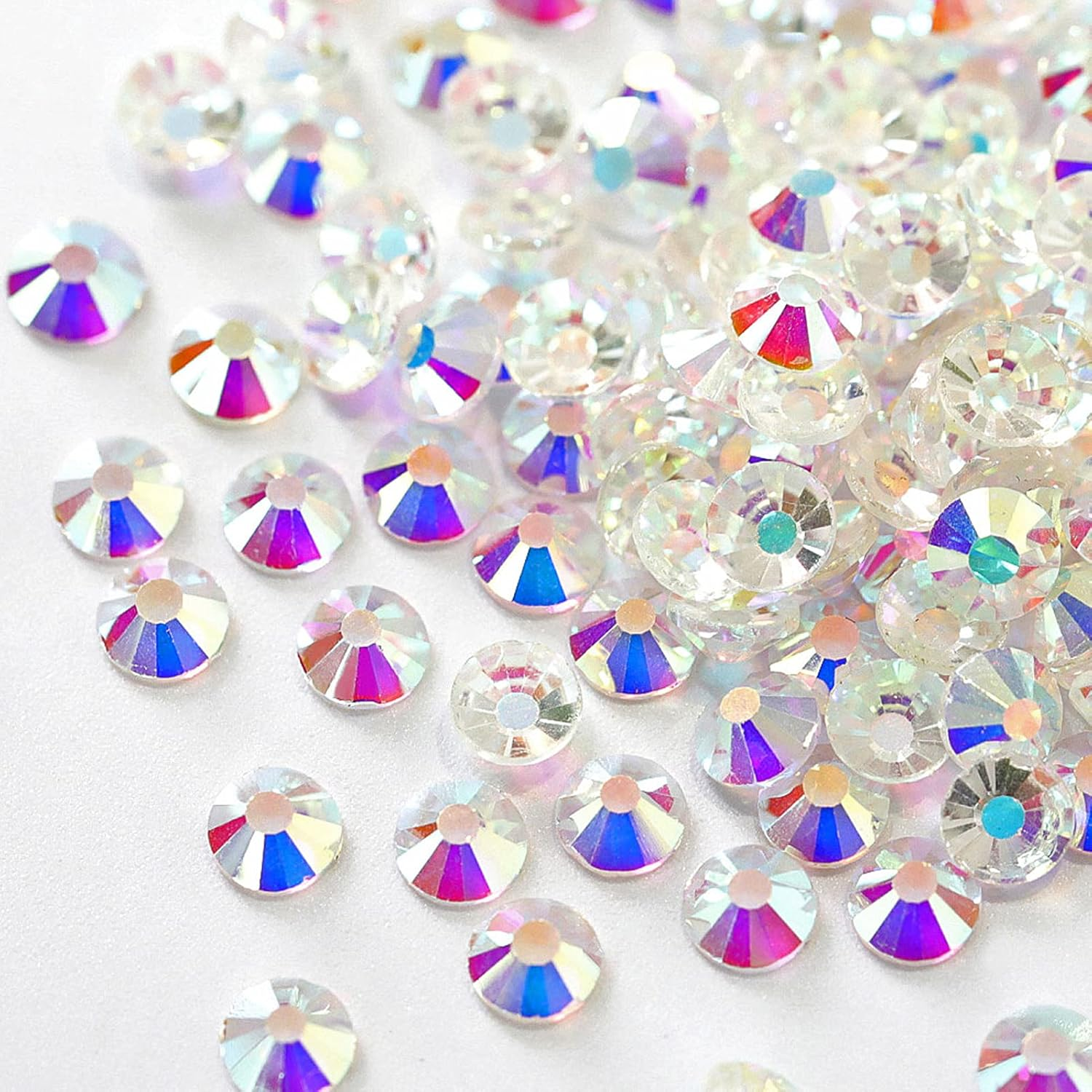 Towenm 2000 Pieces Glue Fix Flatback Rhinestones, SS10 2.8Mm Glass Flat Back Crystals Rhinestone for Craft Clothes Nail Face Art, Non Hotfix round Flatback Crystals Loose Gemstones (Transparent AB) image number 4