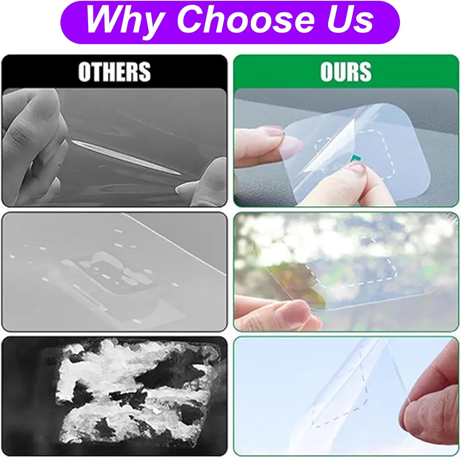 MAEZOE 8PCS Windshield Electrostatic Stickers for Dash Cam, Premium Adhesive Reflective Static Window Sticker Shield for Windshields, Scratch-Proof & Residue-Free Car Shield Decal for Mounting Dashcam image number 3