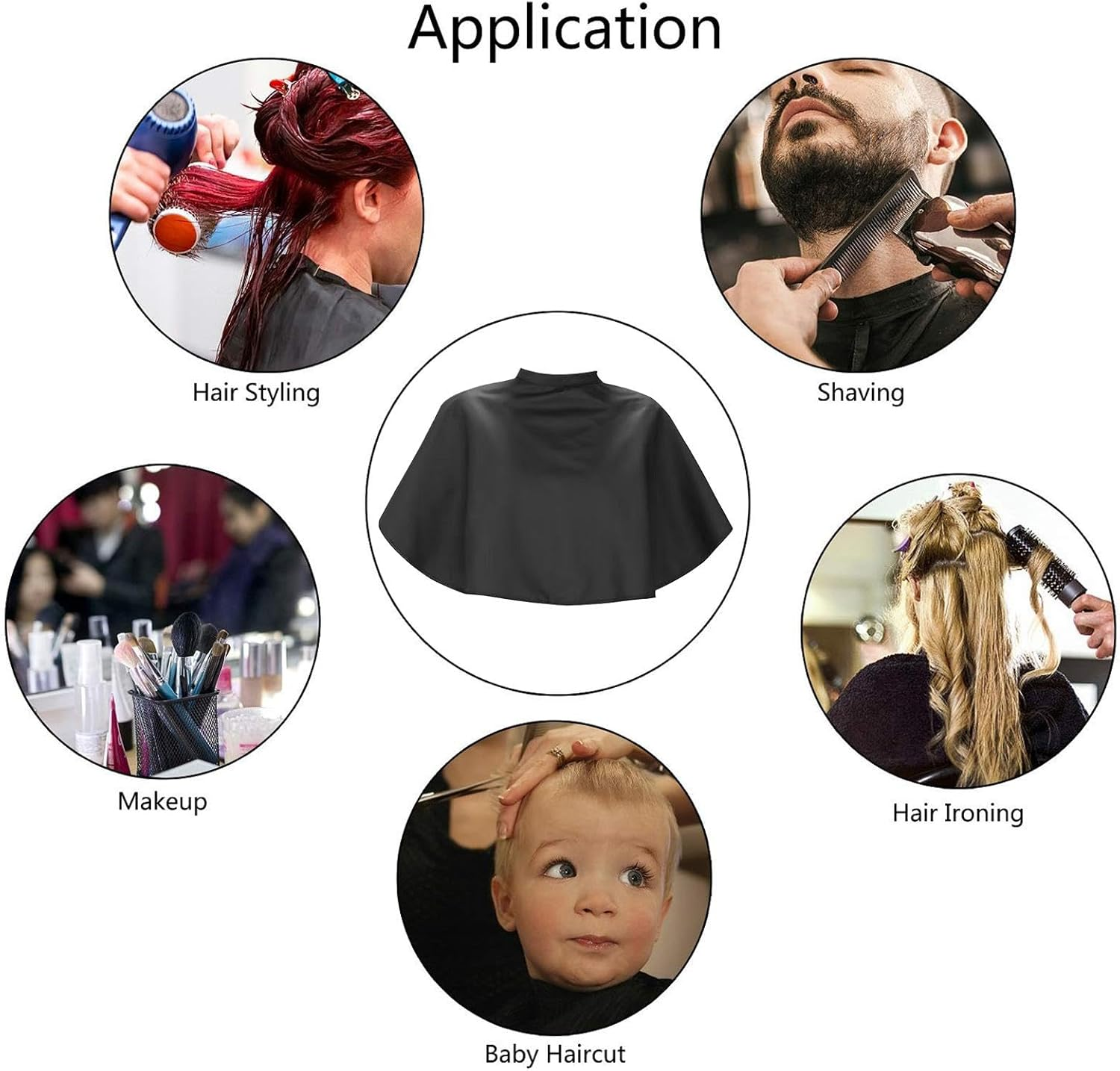 Hair Coloring Cape | Professional Short Length Hair Cut Cover - Salon Equipment Barber Bib, Adjustable Makeup Cape for Hair Dyeing, Shampooing, Makeup Application image number 5