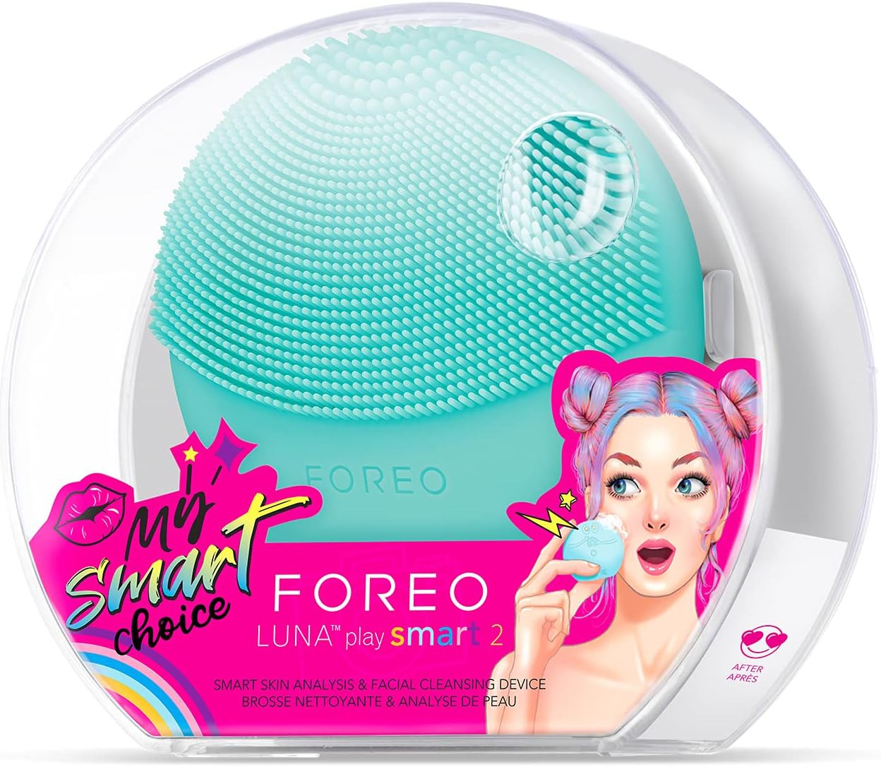 FOREO LUNA Play Smart 2 Mint for You, Skin Analysis & Facial Cleansing Device for All Skin Types, Ultra-Hygienic Silicone, T-Sonic Massage, App-Connected, Replacable AAA Batteries image number 1