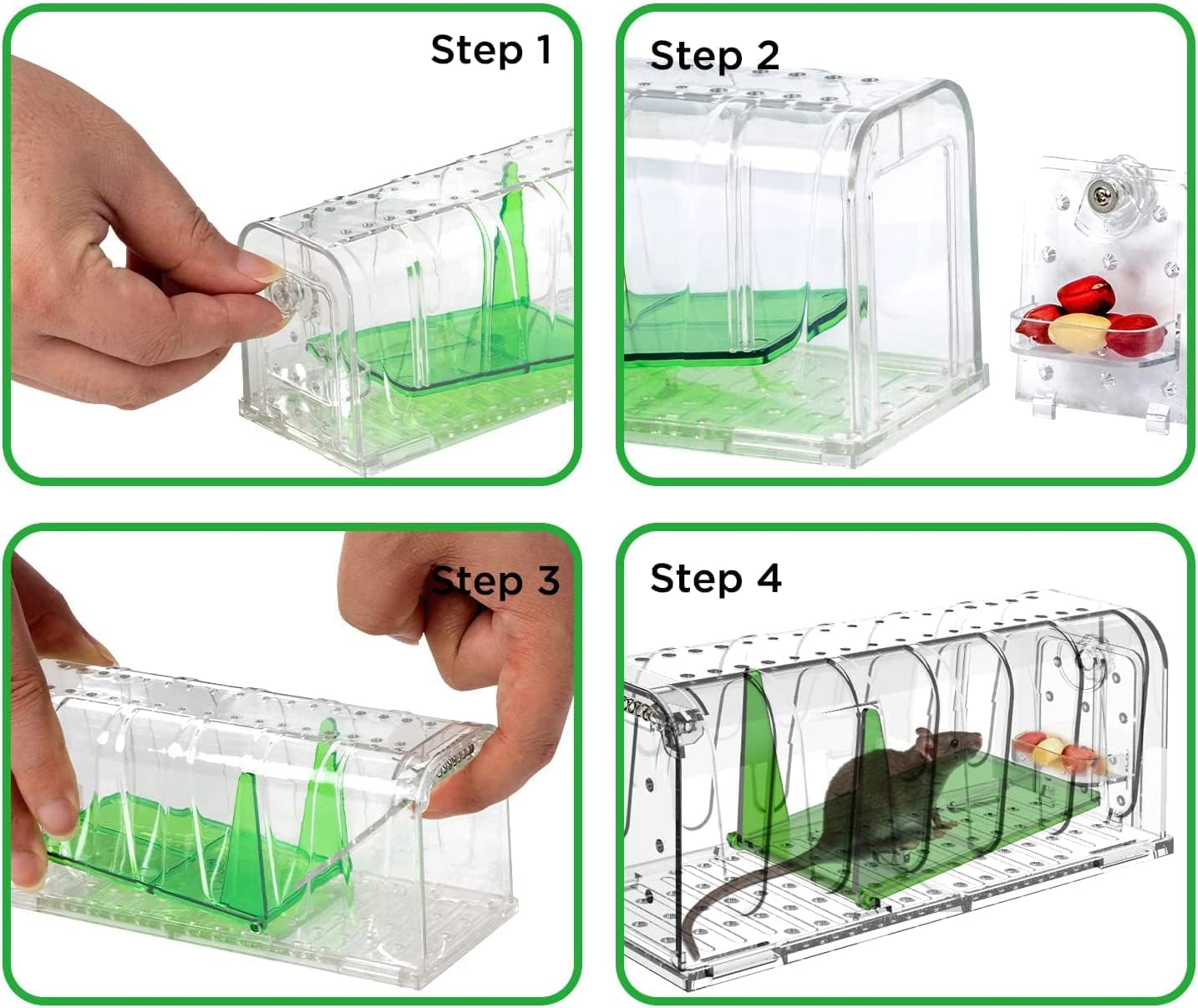 Drasry Mousetrap Indoor Mousetrap Humane Mousetrap Safe for Kids and Pets Catch and Release Reusable Indoor and Outdoor Easy to Set up and Clean Small Rodents 2 Packs (Small) image number 2