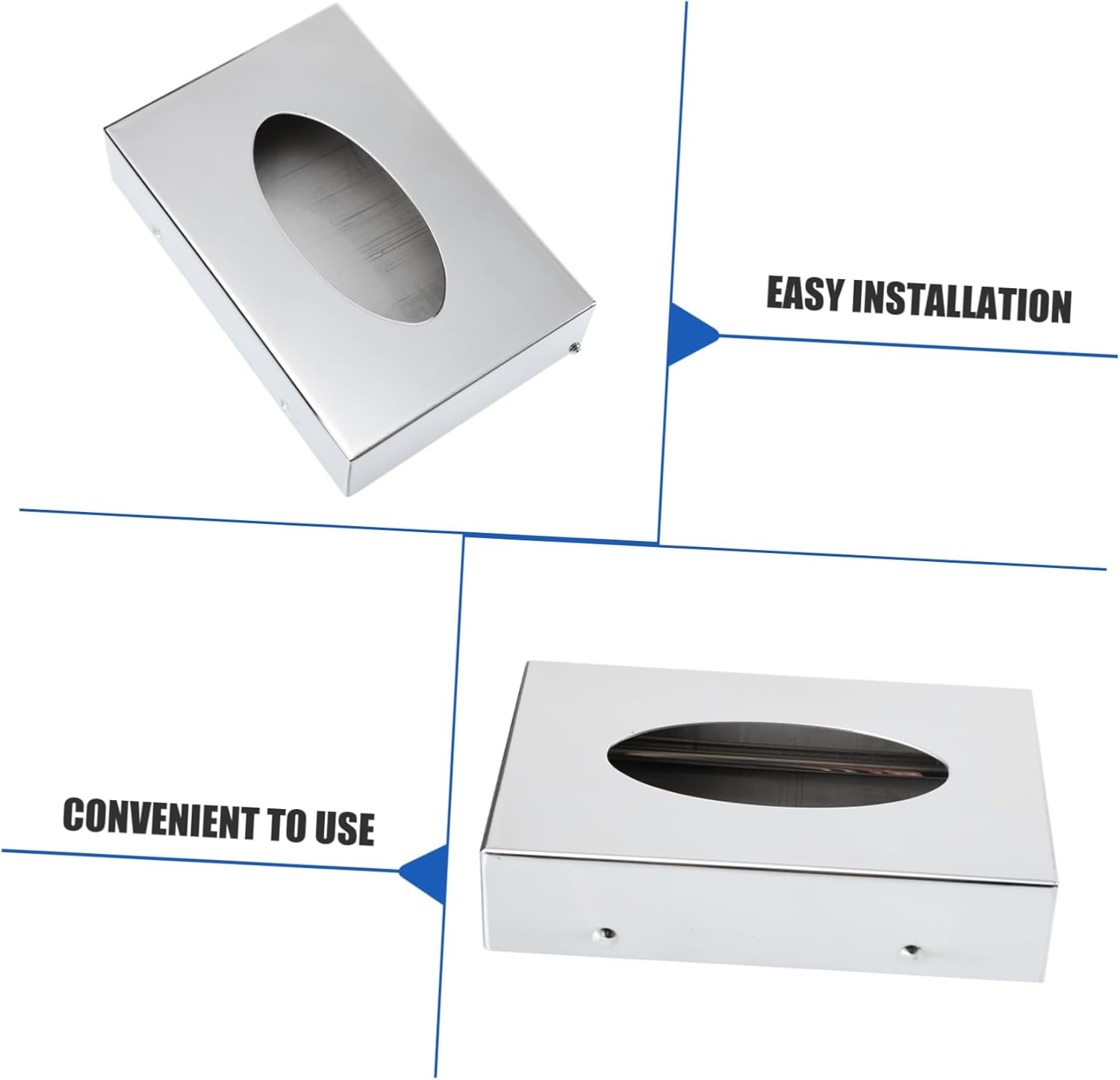 SHOWERORO Mirror Paper Box Steel Tissue Container Desktop Tissue Case Tissue Storage Box Home Paper Container Napkin Storage Holder Multi-Purpose Tissue Holder image number 4