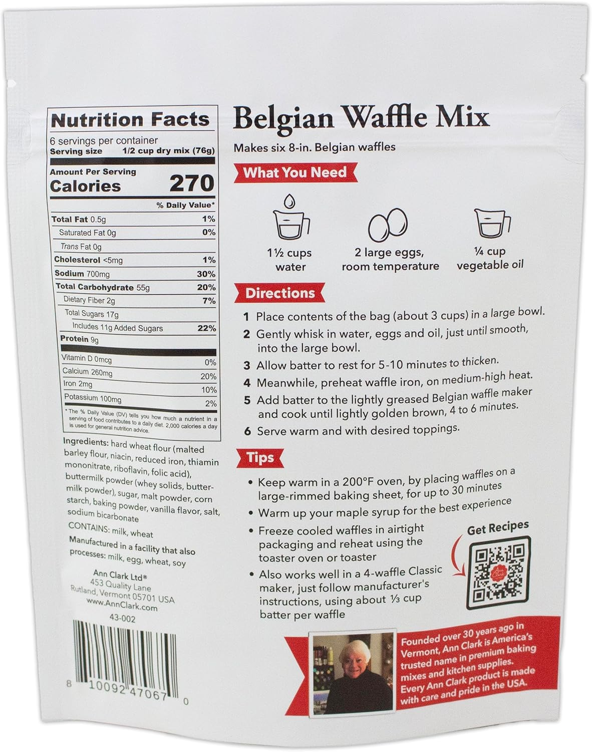 Ann Clark Gourmet Belgian Waffle Mix, 16 Oz. Made in USA image number 3