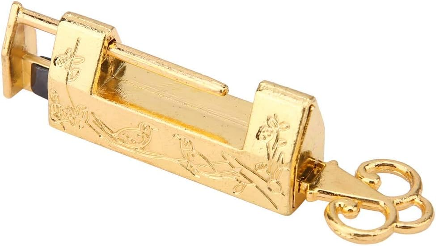 Mini Chinese Style Traditional Magpie Flower Padlock Small Key for Vintage Furniture Padlock Vintage (Gold) image number 2