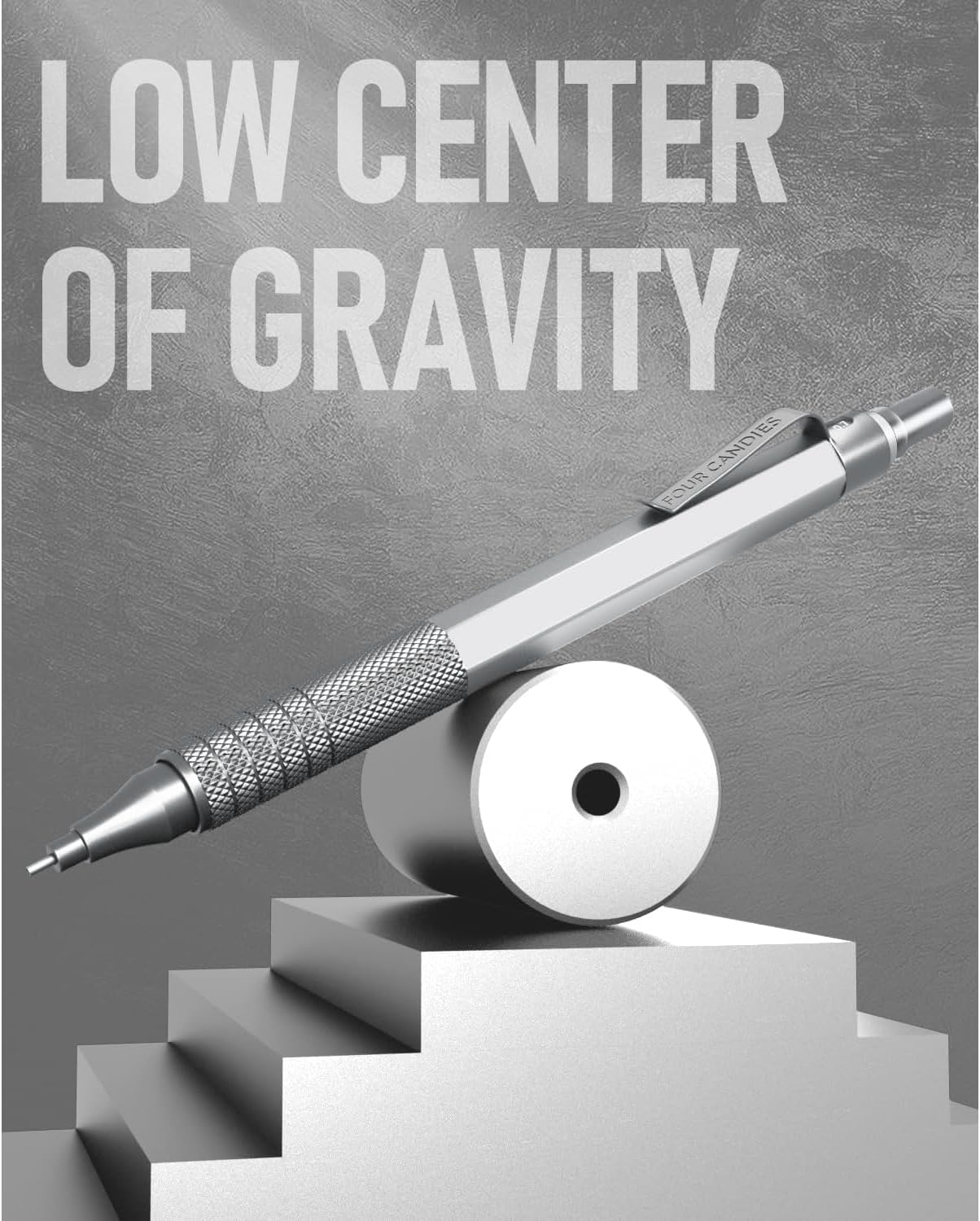 Four Candies 4PCS Metal Mechanical Pencils Set with Case, 0.5Mm & 0.7 Mm Artist Pencil with 8 Tubes (480PCS) HB Lead Refills, 3 Erasers,9 Eraser Refills for Writing Drafting, Drawing, Black&Sliver image number 3