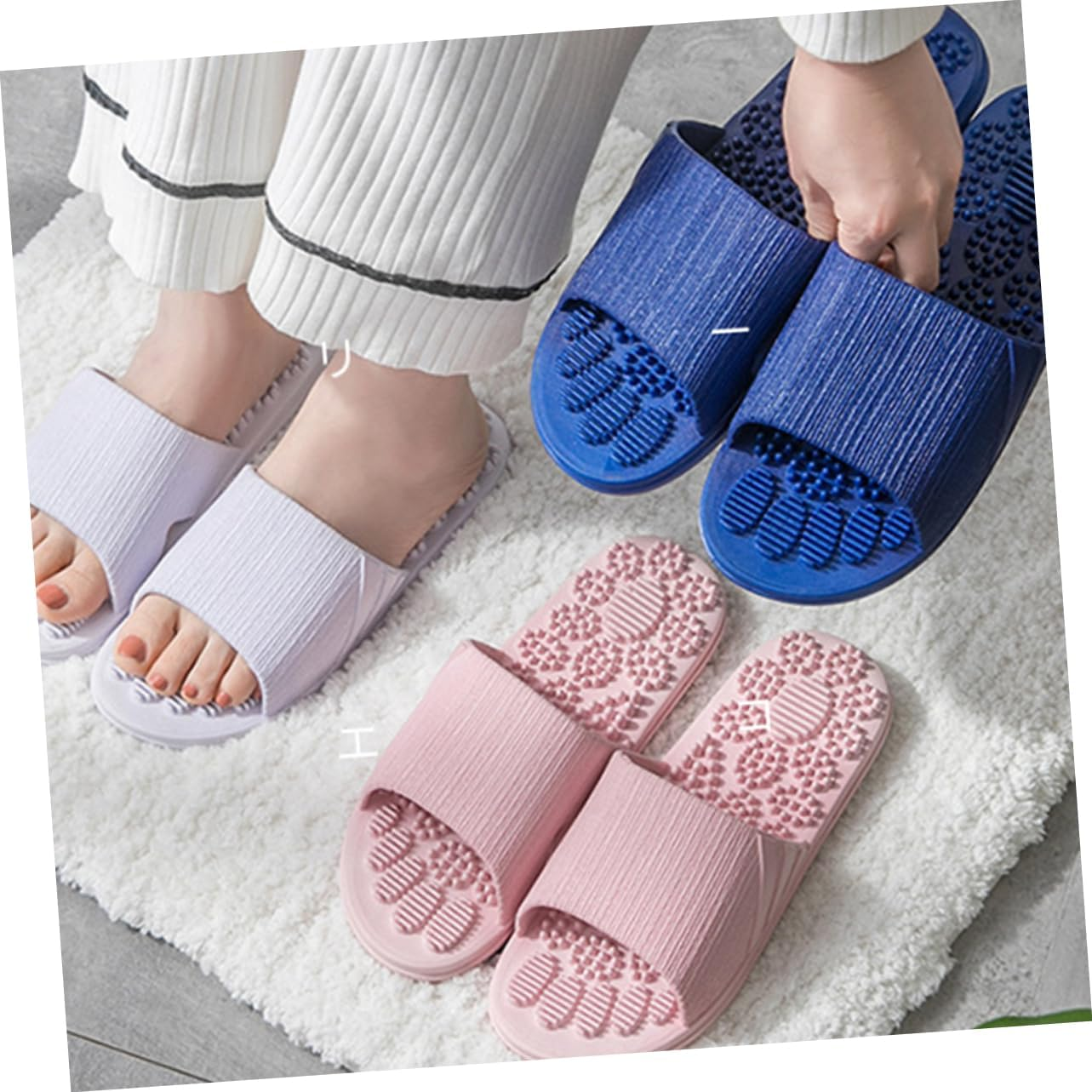 Healvian Beach Slippers Slipper Slippers Plantar Slipper Stone Slippers Massage Sandals Reflexology Massage Slippers Acupoint Massage Slippers Blue image number 6