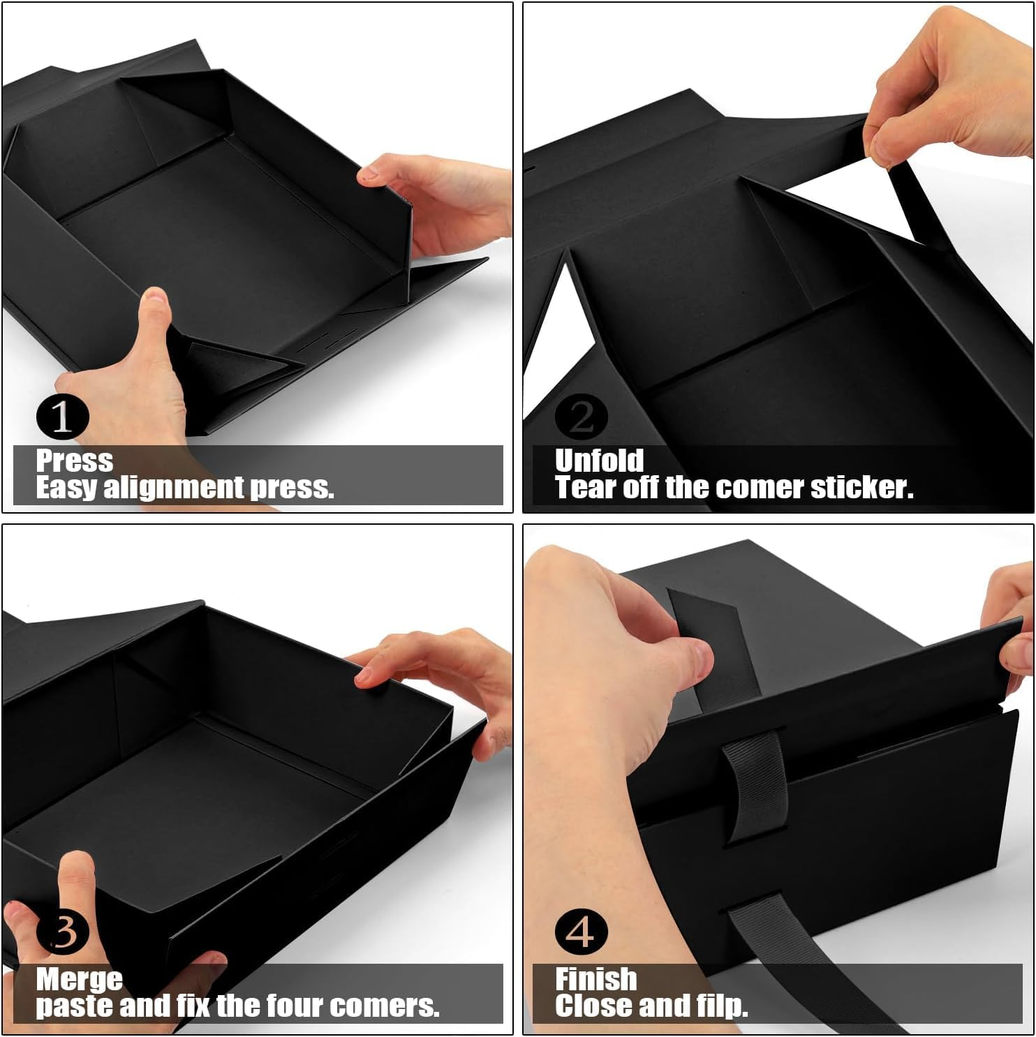 DAIYEE 5-Pack Large Magnetic Lid Gift Boxes with Ribbon Closure - 26X19X8Cm Luxury Black Decorative Packaging for Multi-Occasions image number 1